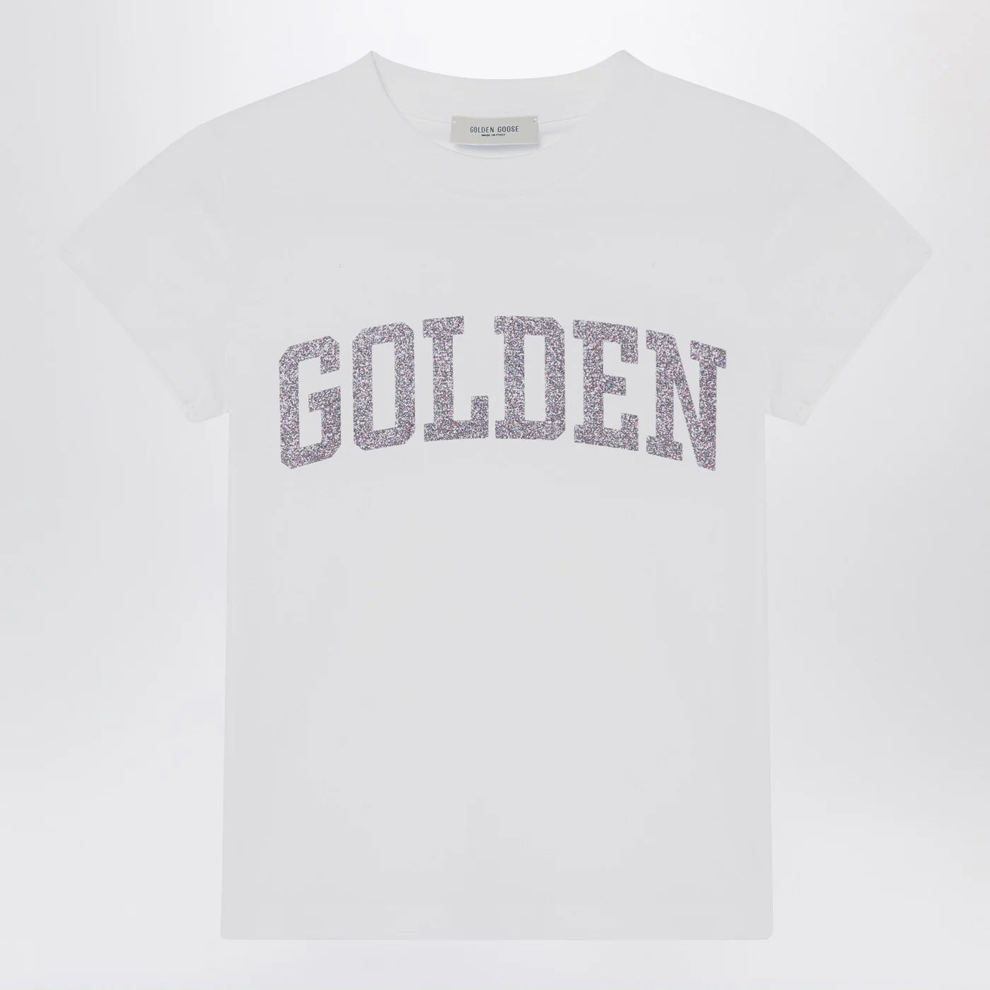 Golden Goose White T-shirt with Glitter Logo