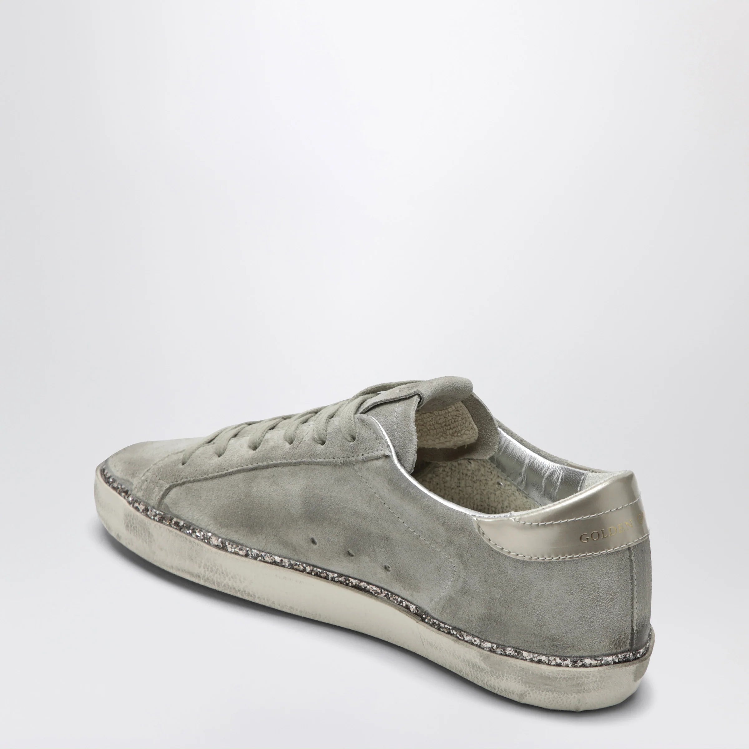 Golden Goose Super-Star taupe grey/glitter suede Sneakers