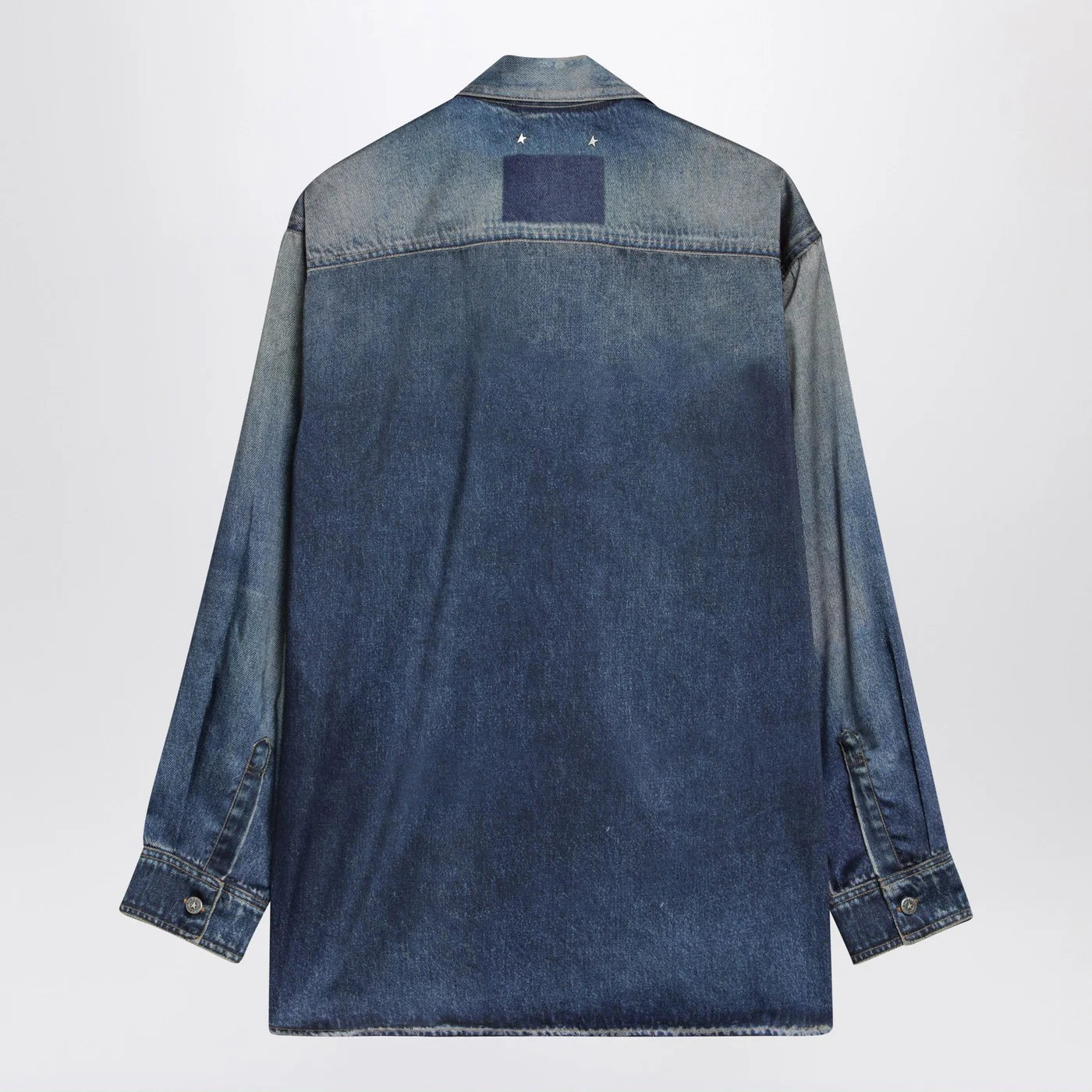 Golden Goose Blue oversized Patty shirt with denim print