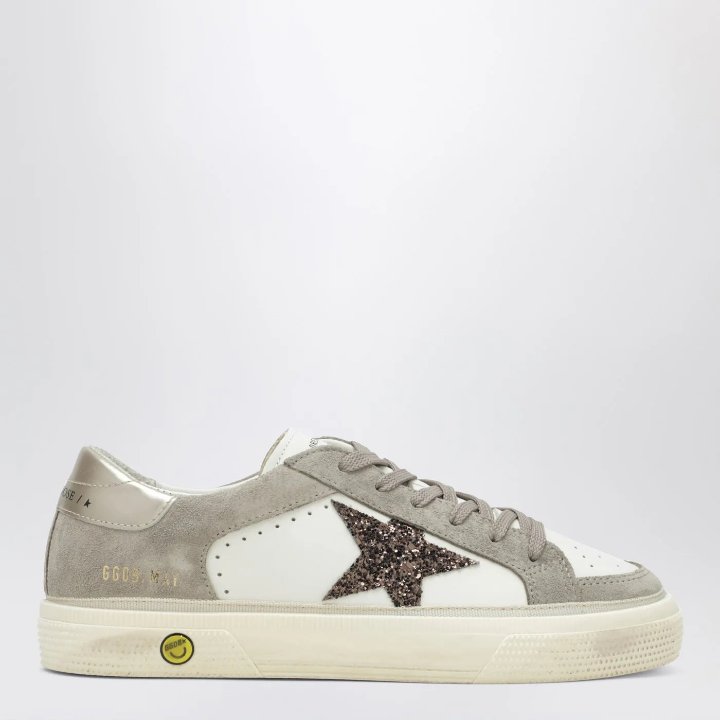 Golden Goose White/taupe May Sneakers with glitter star