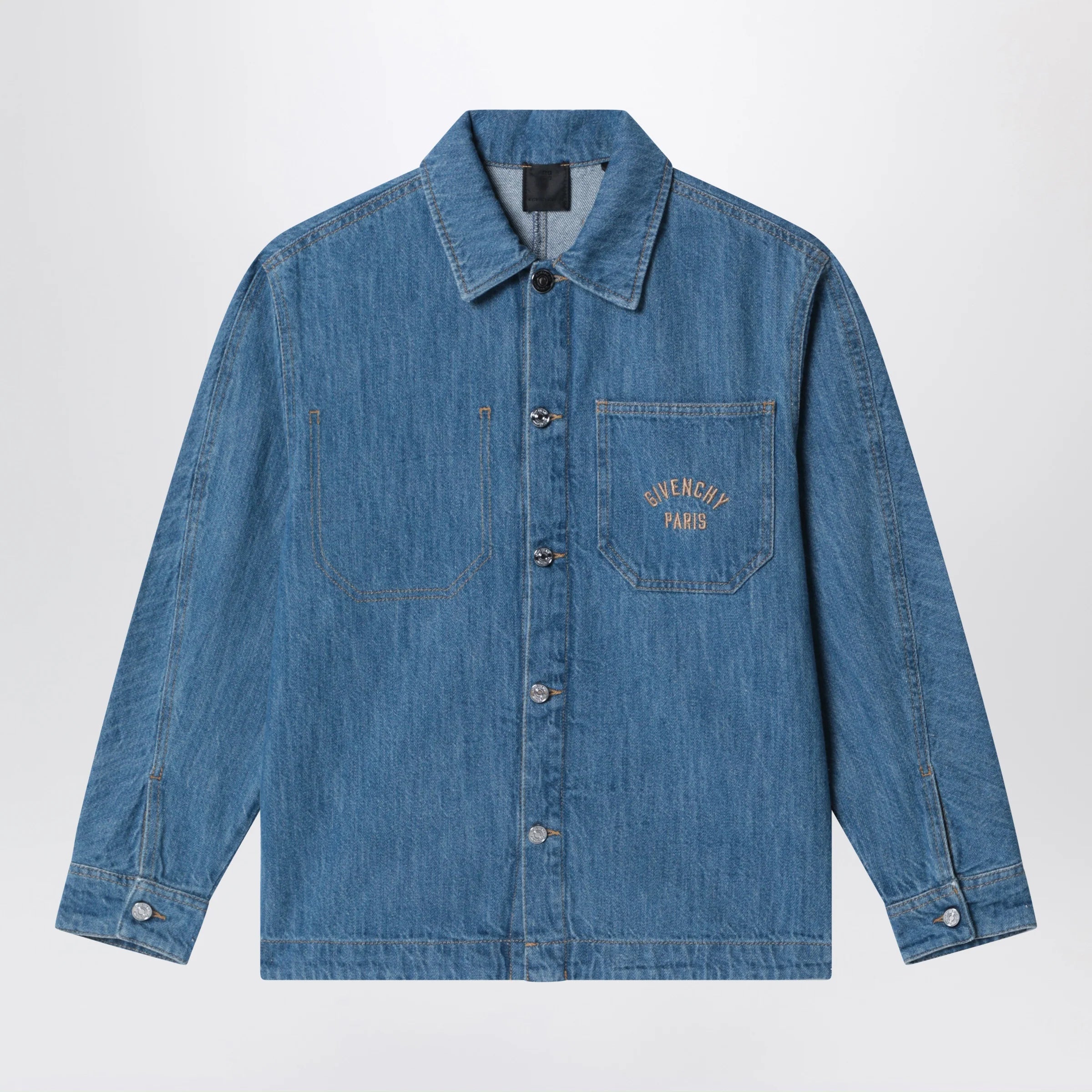 Givenchy Blue denim shirt with logo embroidery