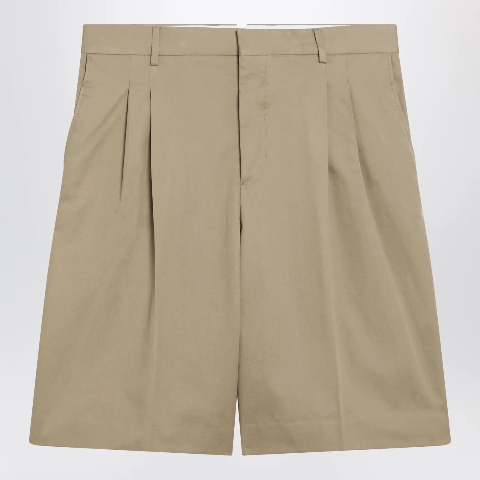 Ami Paris Beige pleated bermuda shorts in cotton