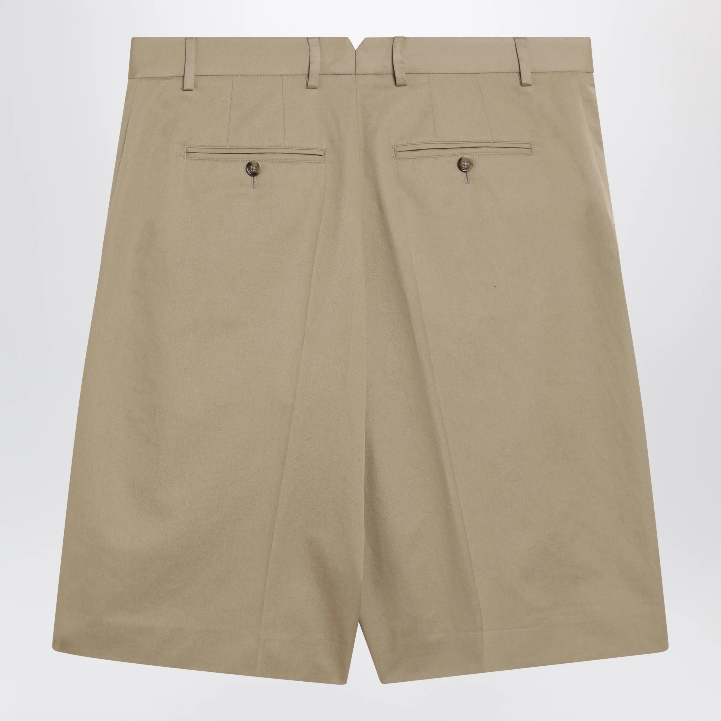 Ami Paris Beige pleated bermuda shorts in cotton