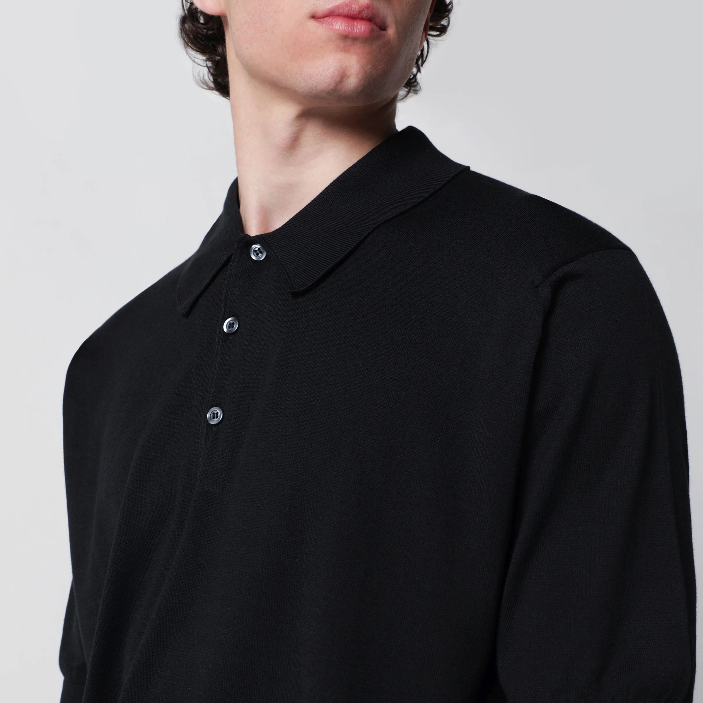 JOHN SMEDLEY Isis black cotton polo shirt