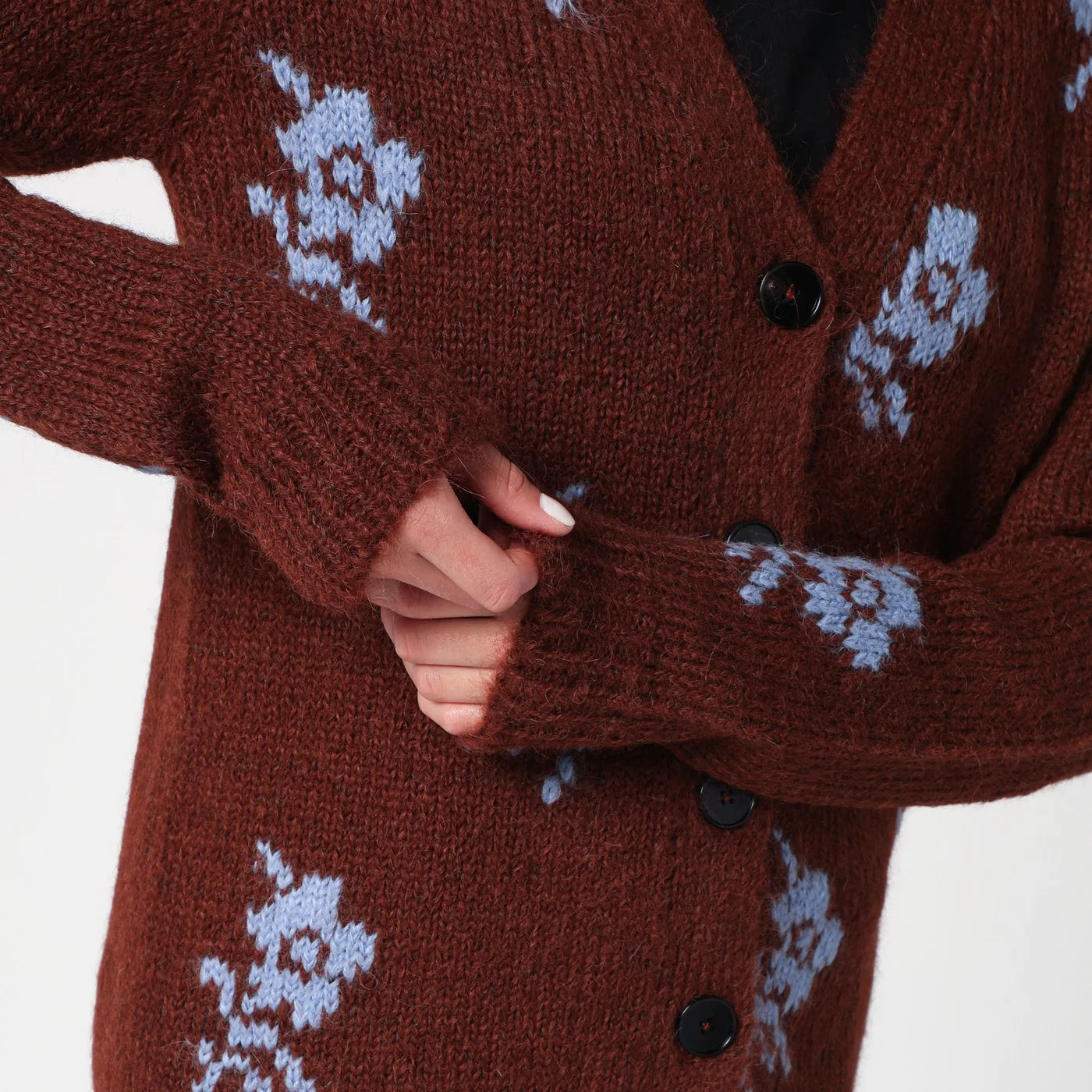 Jil Sander Brown cardigan with floral inlay