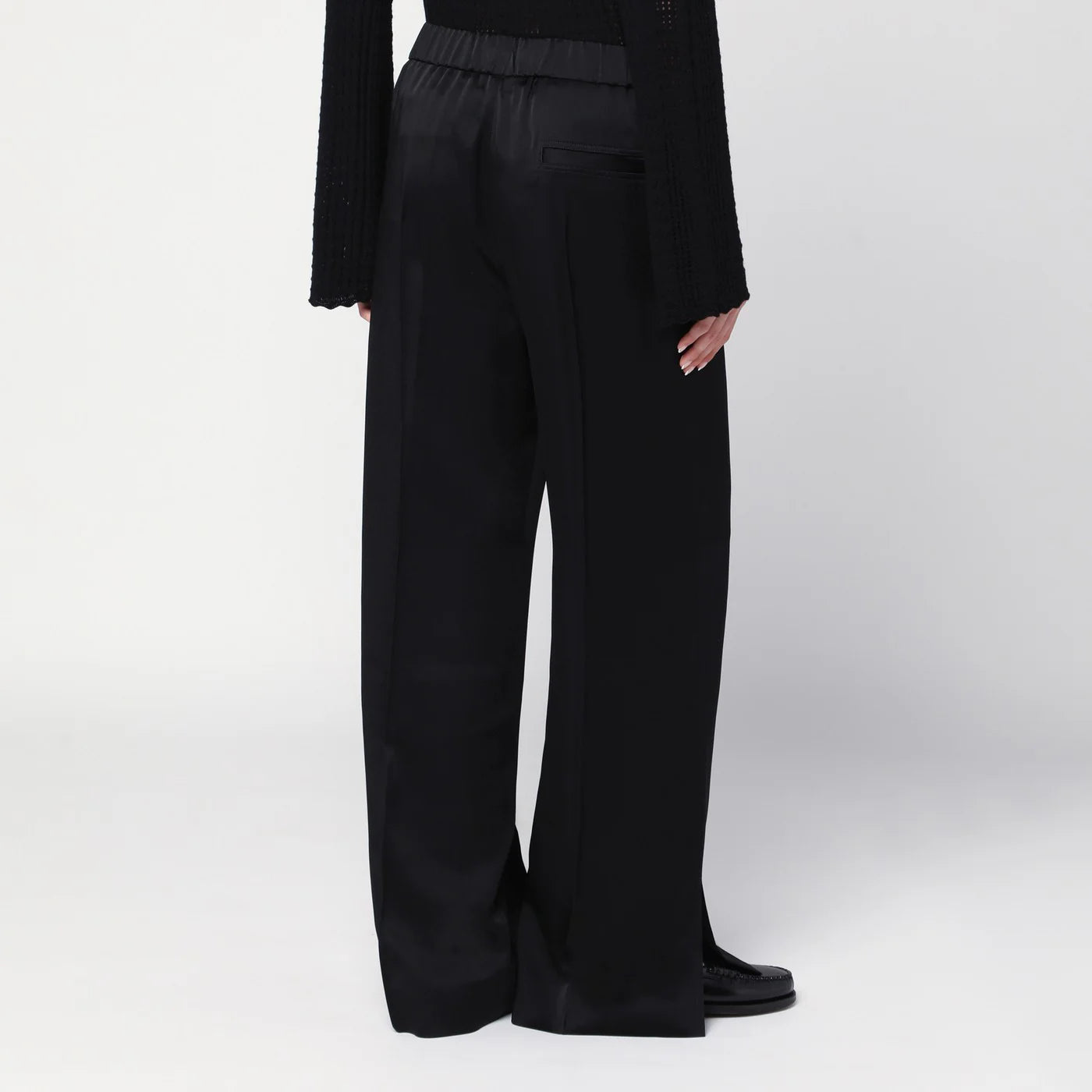 Jil Sander Black satin palazzo pants