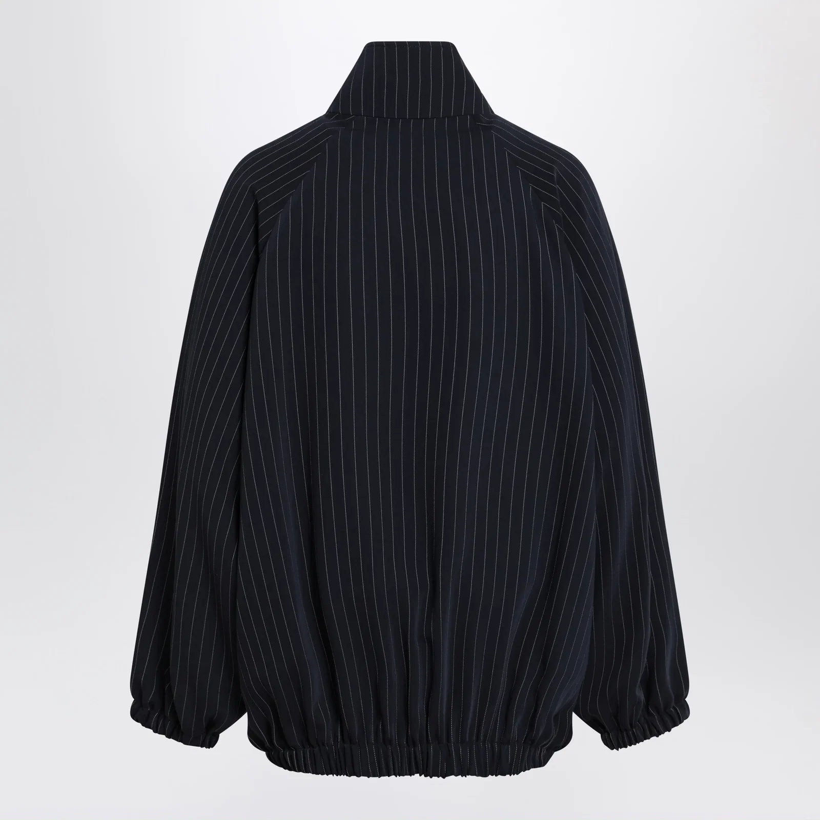The Frankie Shop Baxter track jacket in pinstriped polyester, navy/white