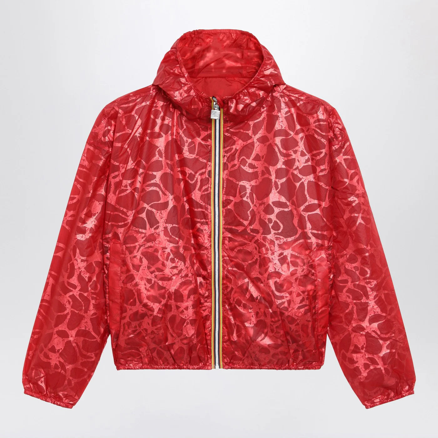 K-Way Red Laurette jacket with laminated print
