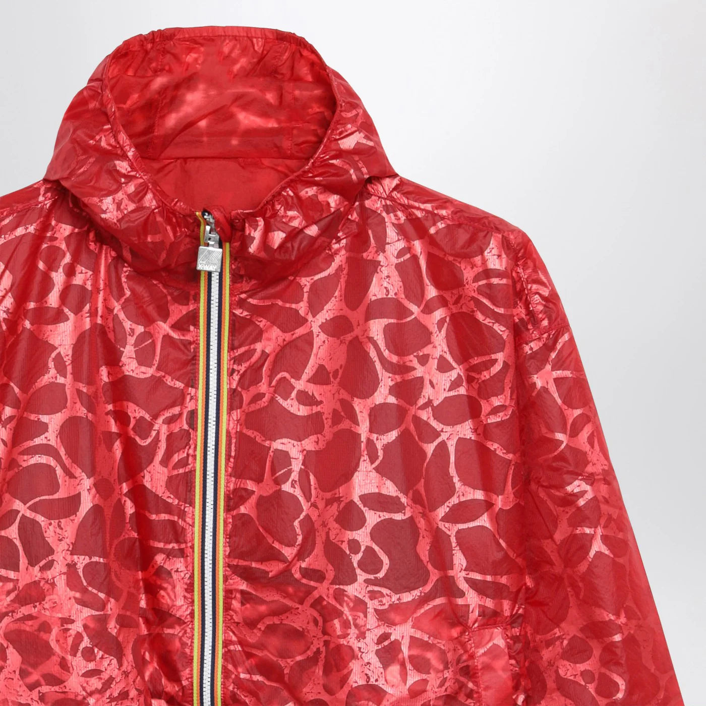 K-Way Red Laurette jacket with laminated print