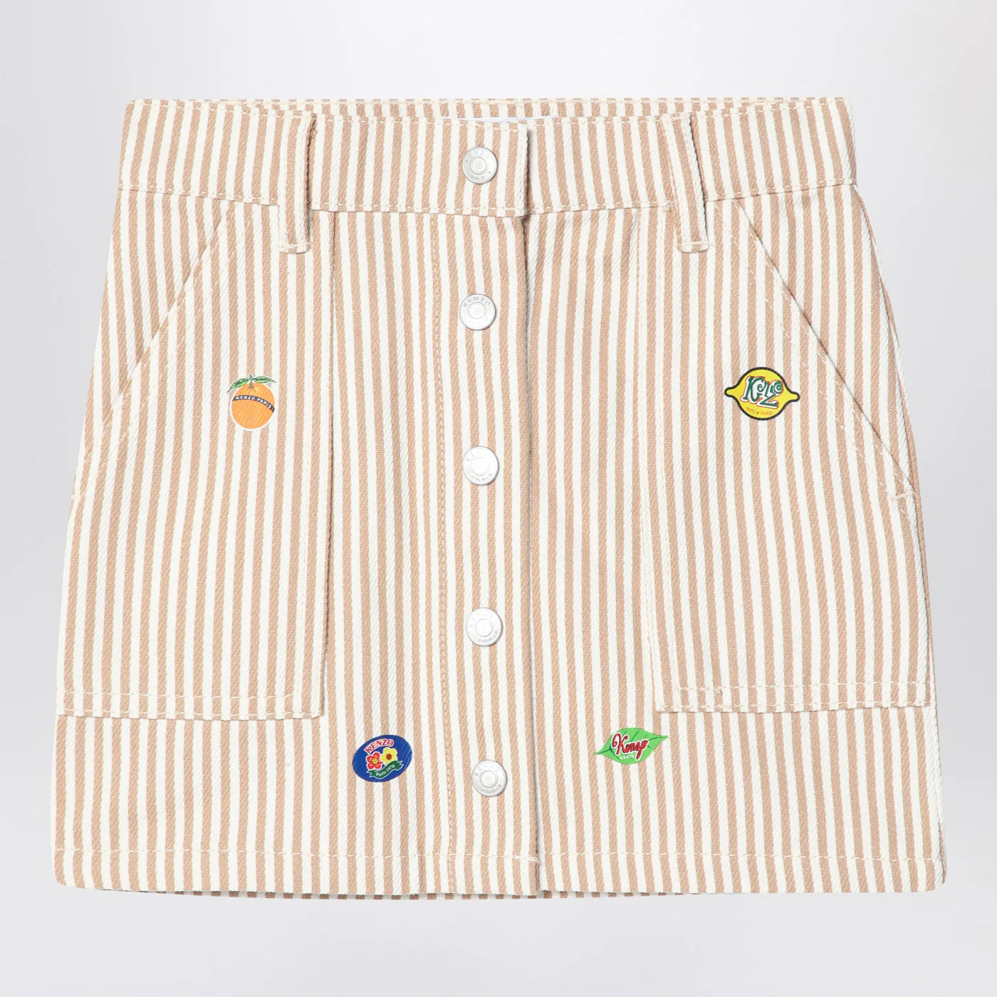 KENZO White/sand striped mini skirt