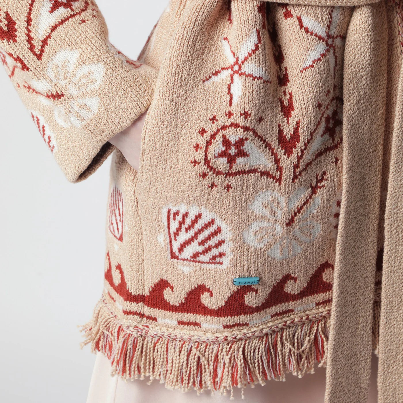 Alanui Echoes Of The Island sand-colored cardigan