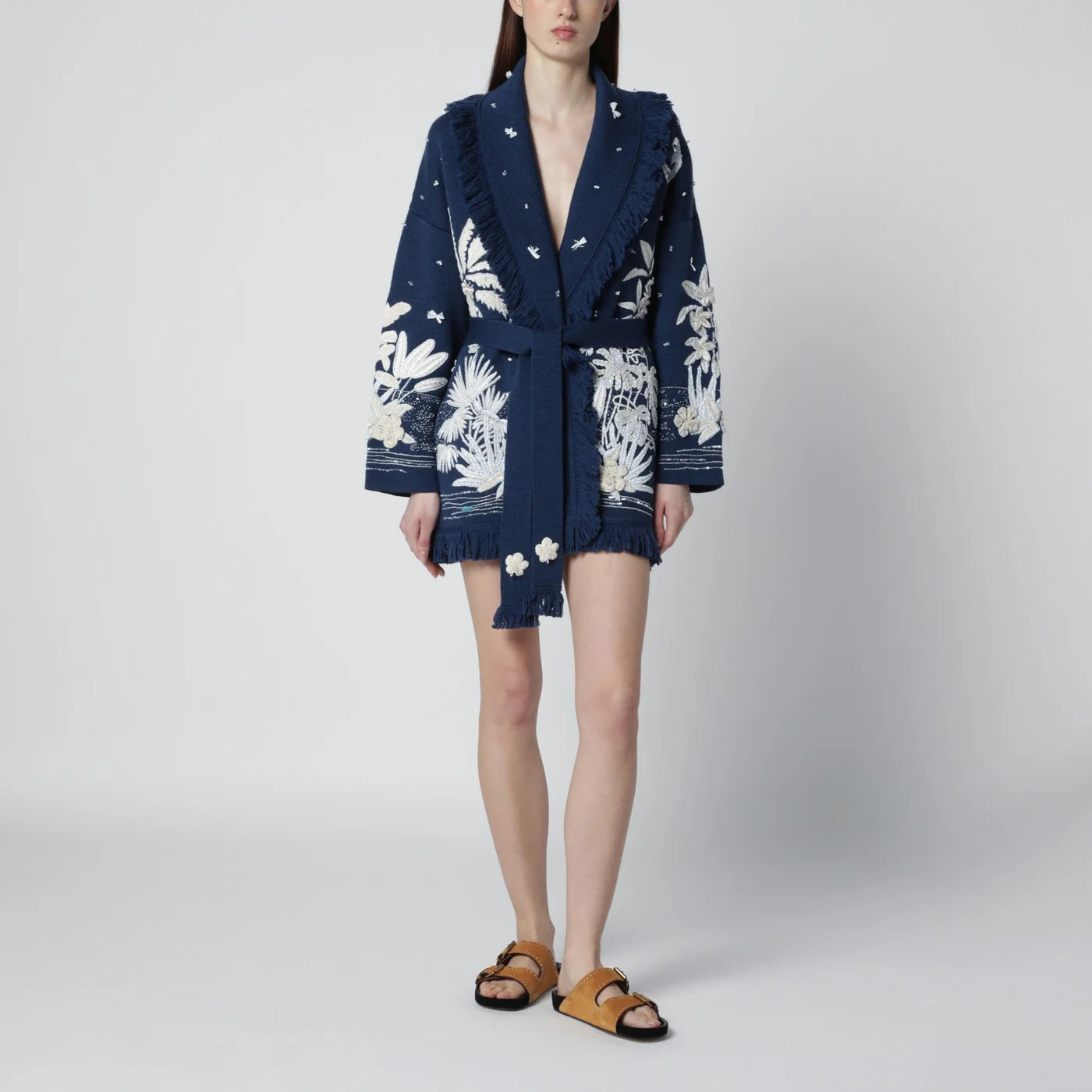 Alanui Postcard From Paradise cardigan Deep Blue/White Pearl