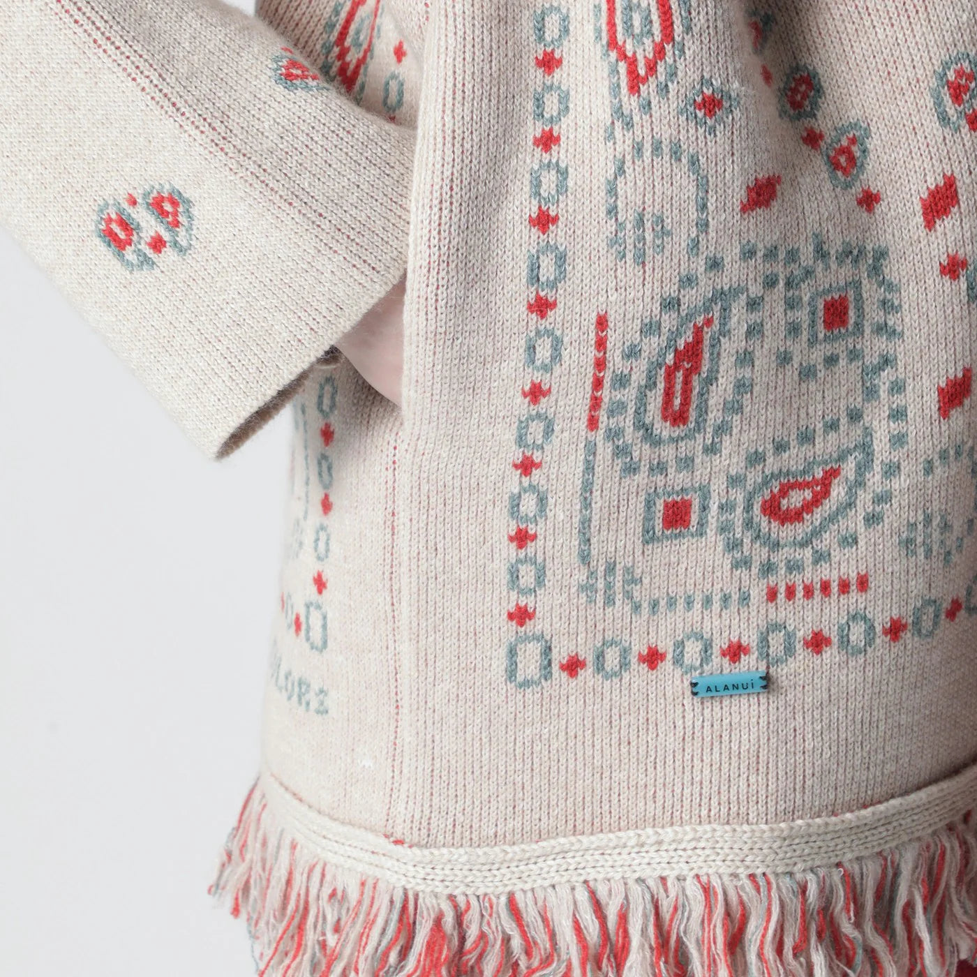 Alanui Beige/coral bandana jacquard cardigan