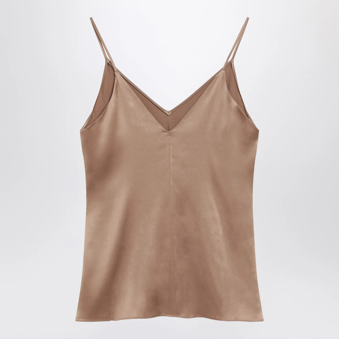 Brunello Cucinelli Light beige silk-blend tank top