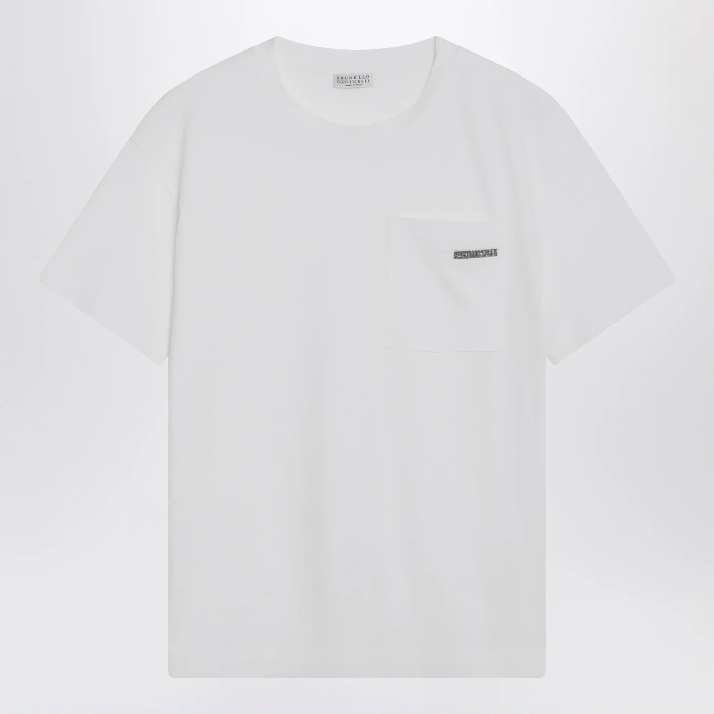 Brunello Cucinelli White cotton T-shirt with Shiny Tab