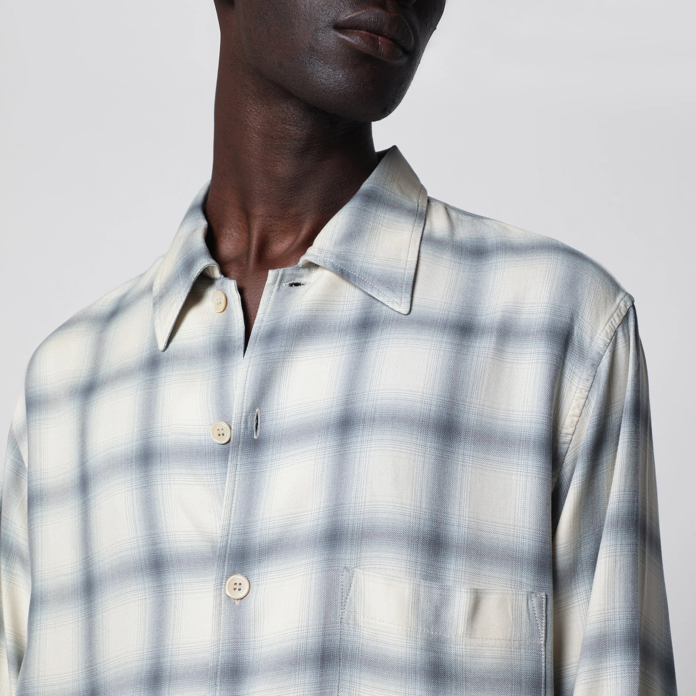 Our Legacy White shirt with check pattern in viscose