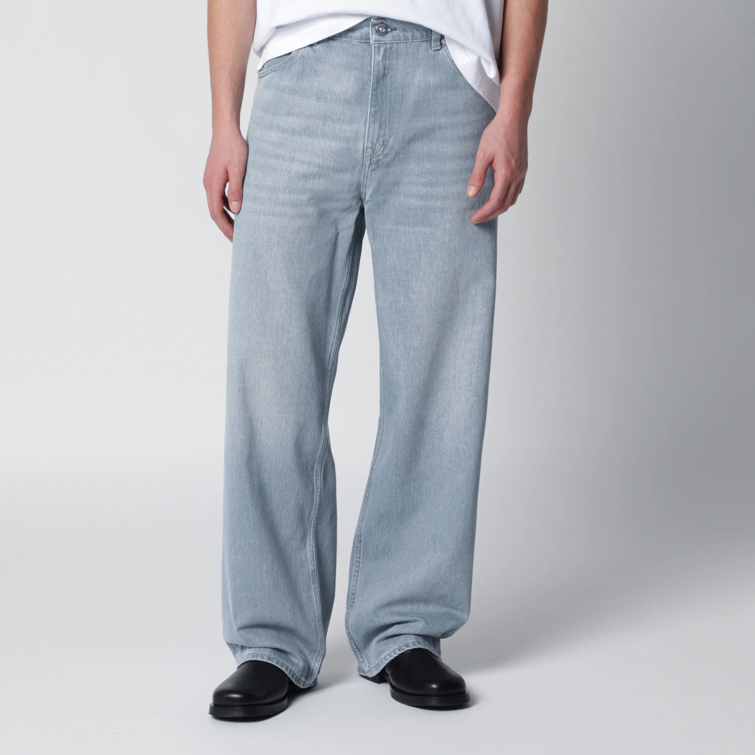 Our Legacy Vast Cut high-waisted wide-leg cotton denim jeans in Pale Coast Wash blue