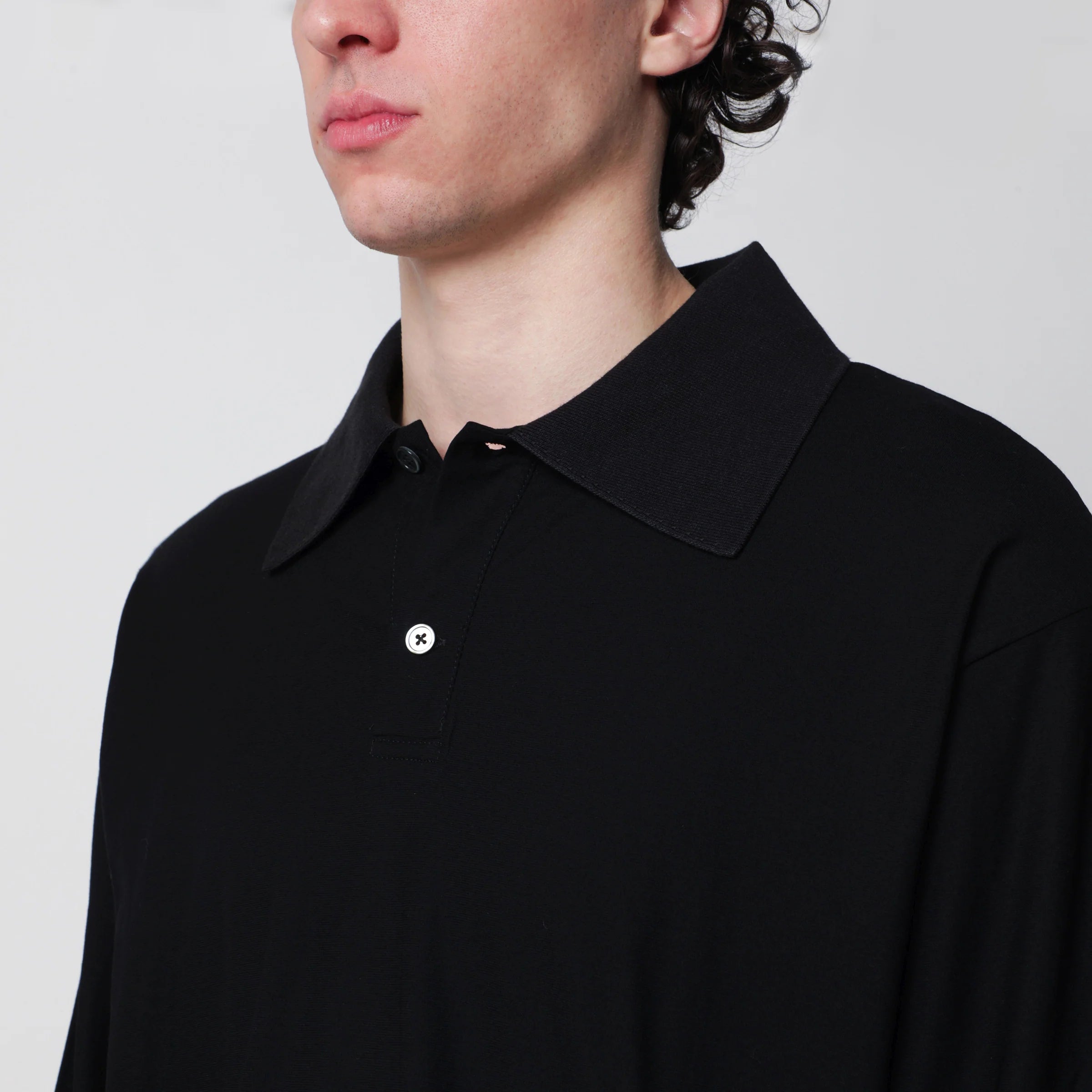 Our Legacy High Twist rugby shirt in black cotton jersey
