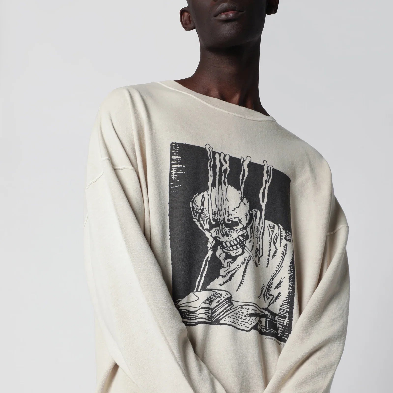Our Legacy Slack sweatshirt with Angry Fan Mail print in black