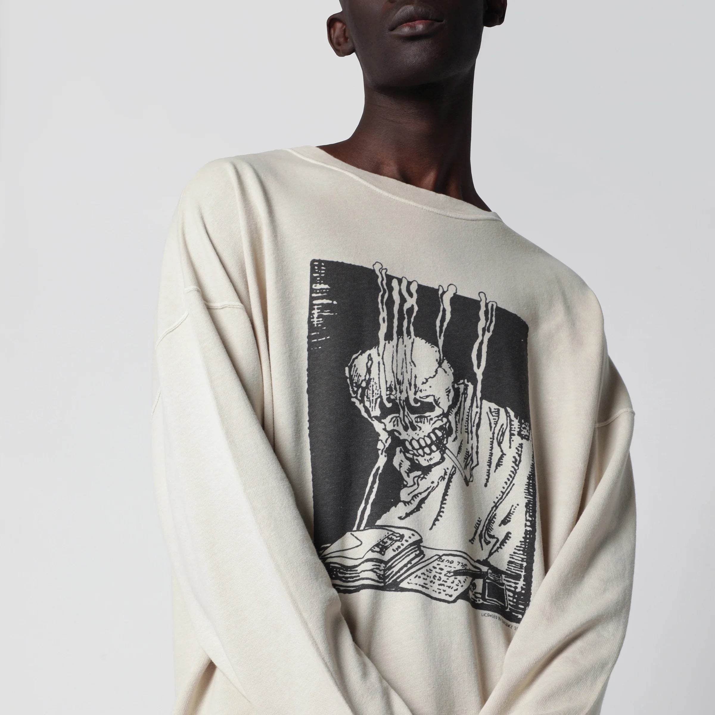 Our Legacy Slack sweatshirt with Angry Fan Mail print in black