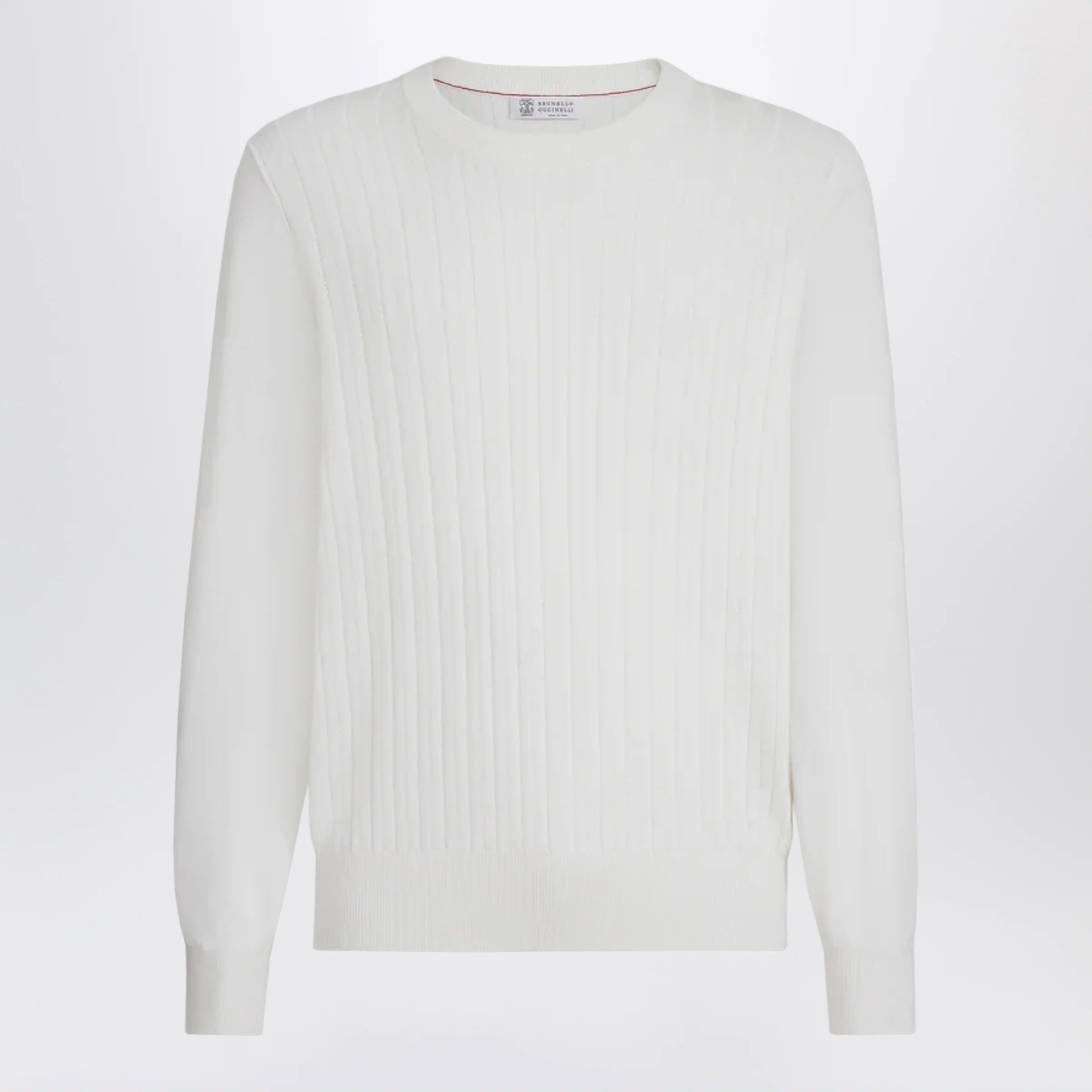 Brunello Cucinelli White ribbed cotton sweater