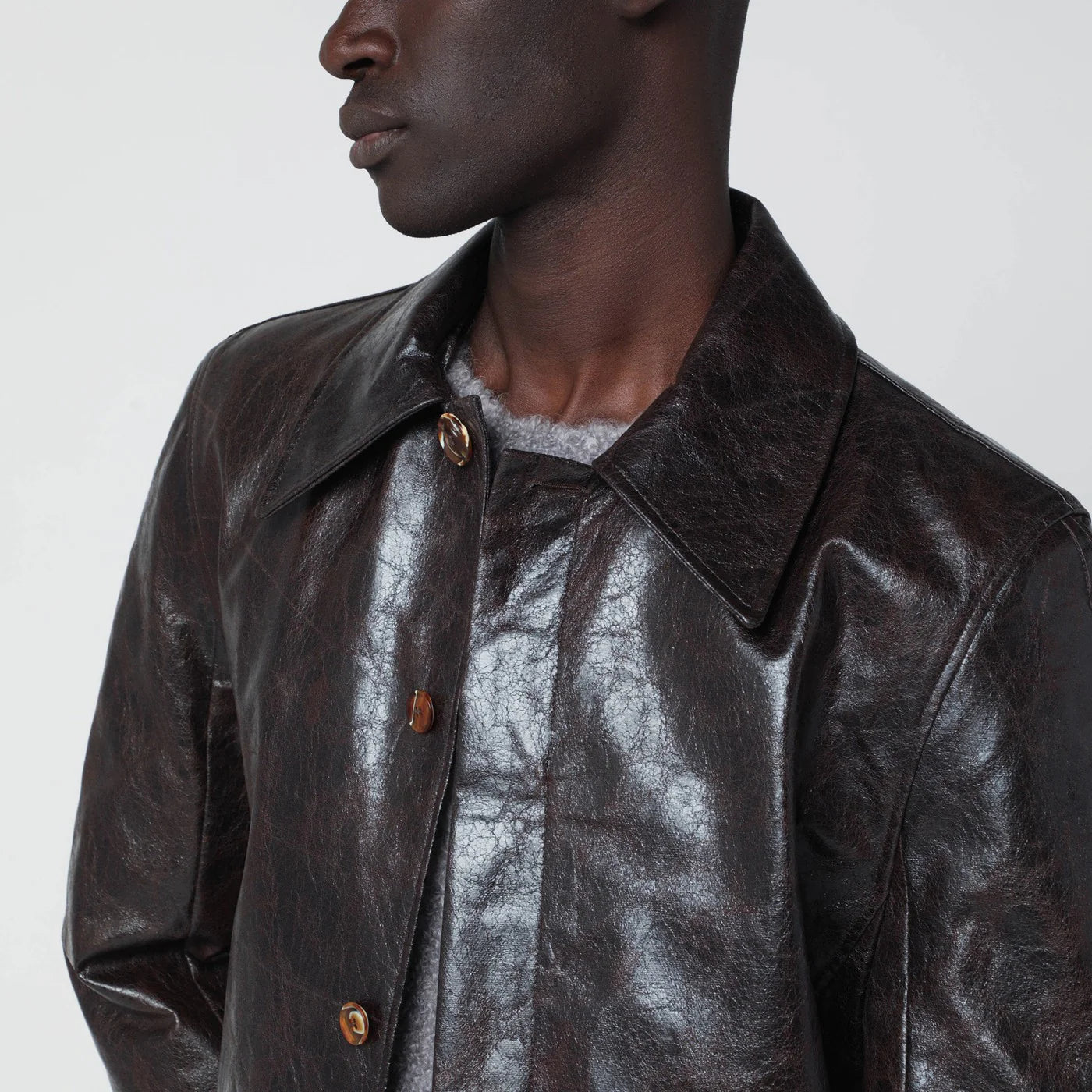 Séfr Keane brown jacket in coated polyester