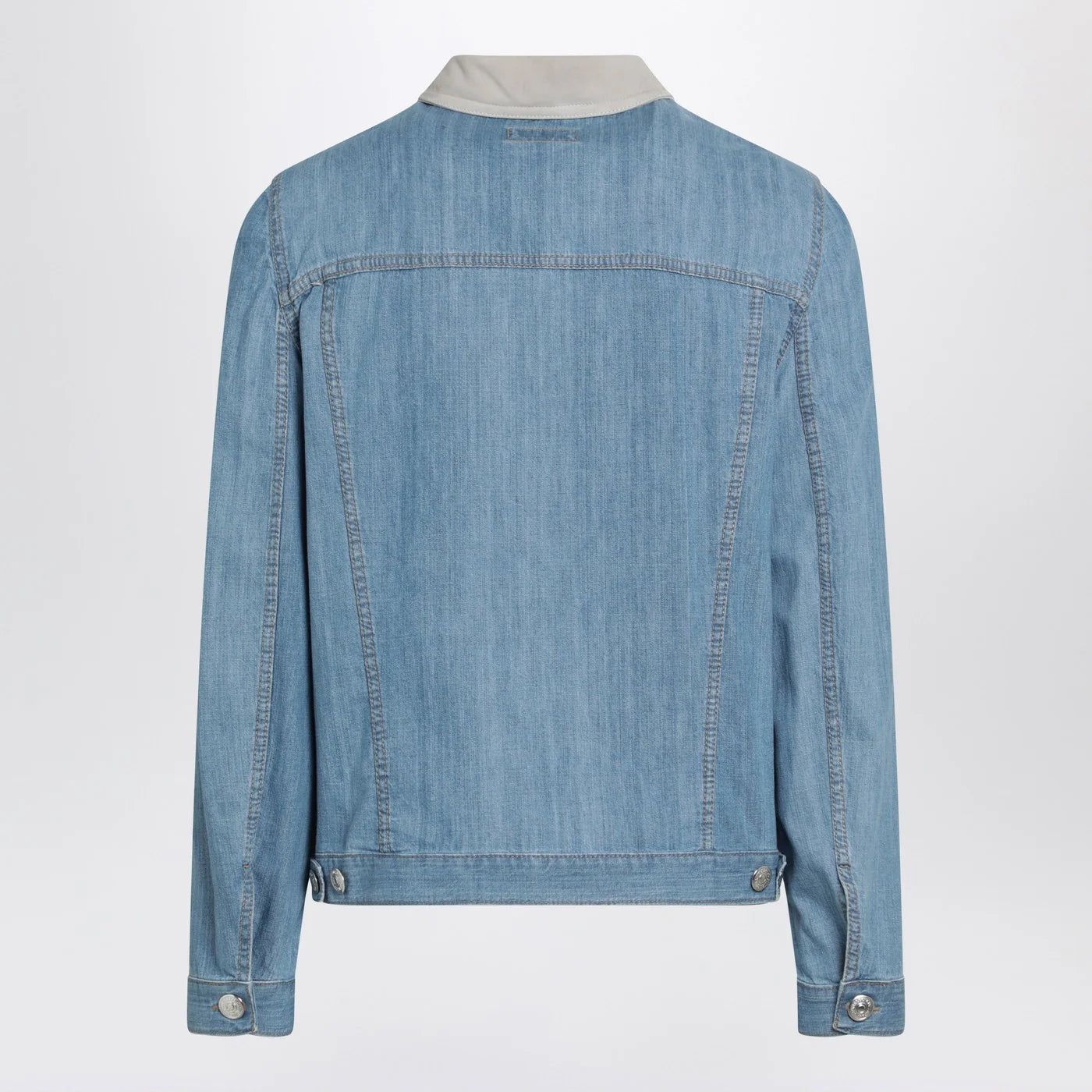 Brunello Cucinelli Blue denim jacket with suede collar