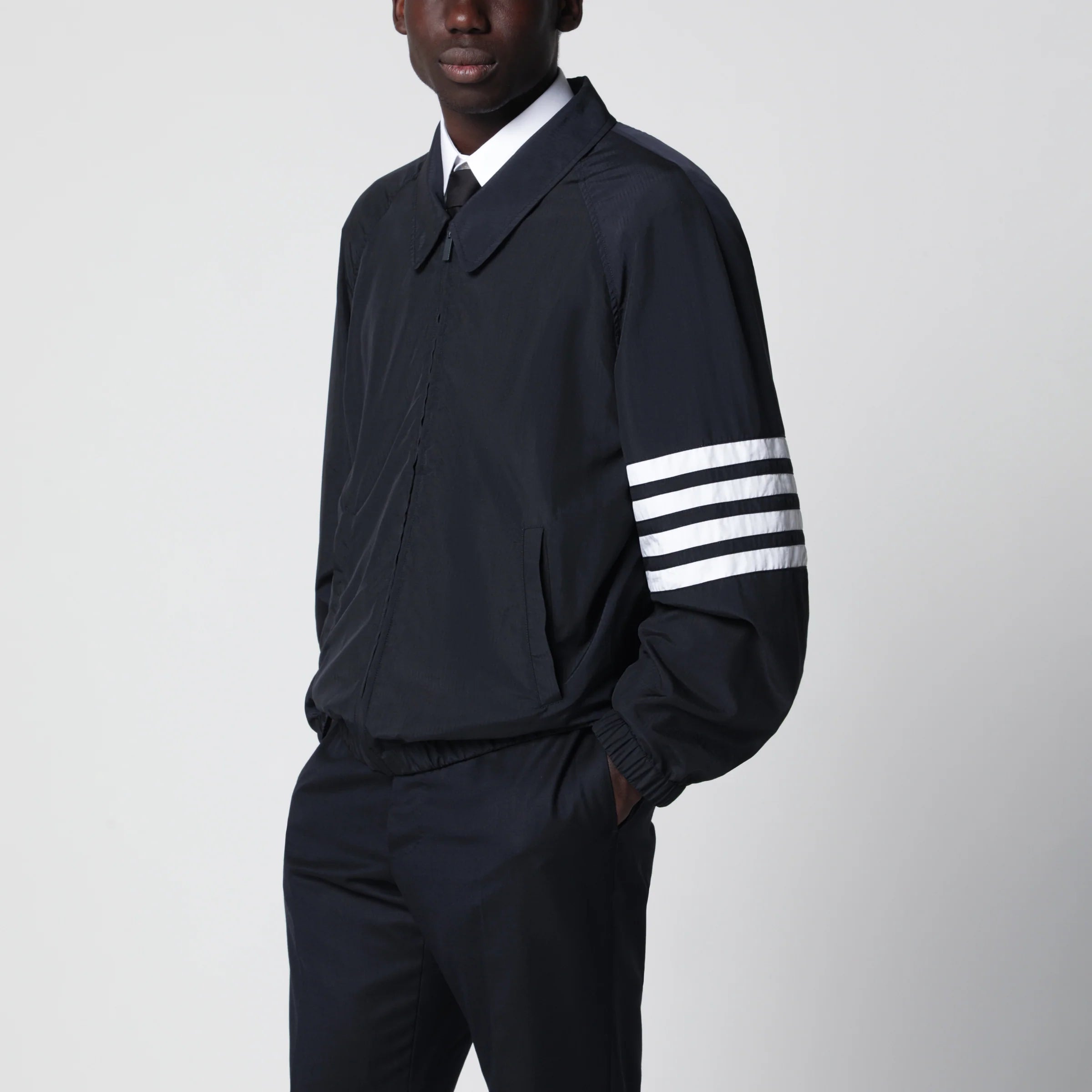 Thom Browne Lightweight navy blue zip-up jacket