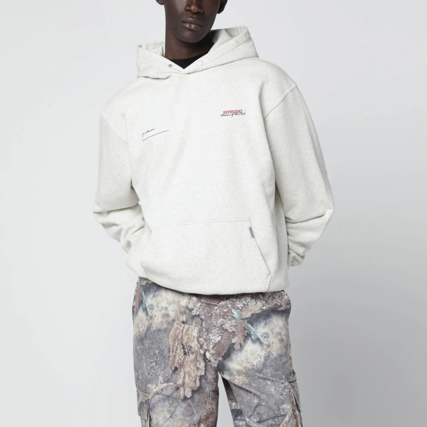 Represent Cream cotton hoodie with logo