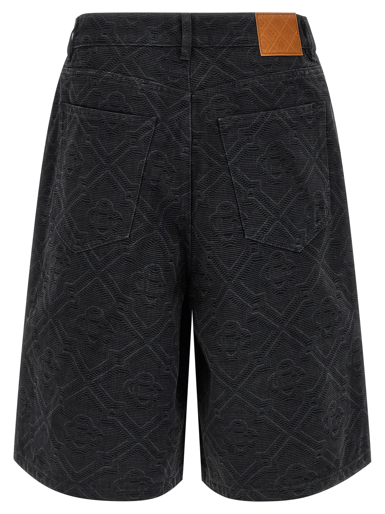 Casablanca Laser Monogram Denim Bermuda Shorts