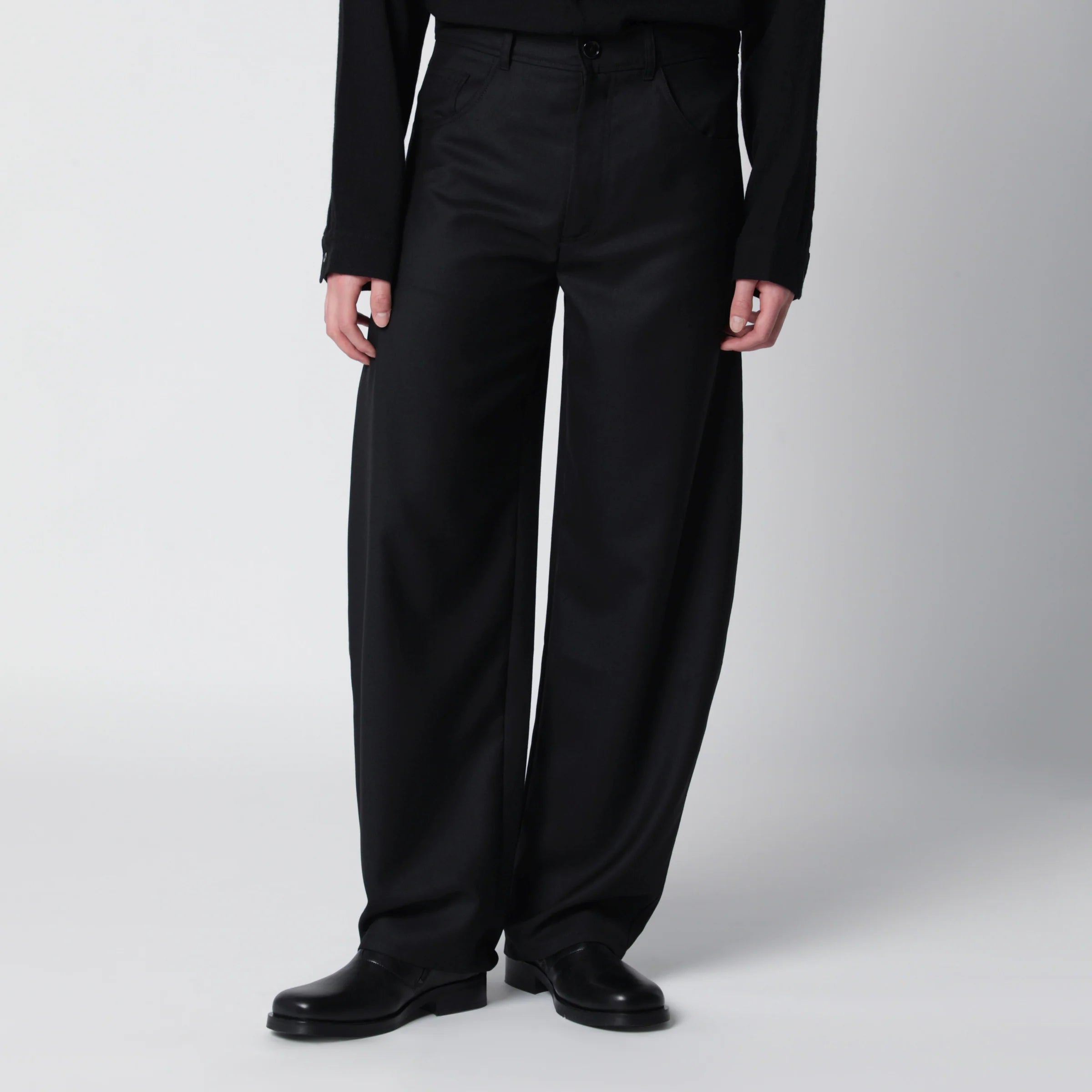 Séfr Black wool-blend trousers