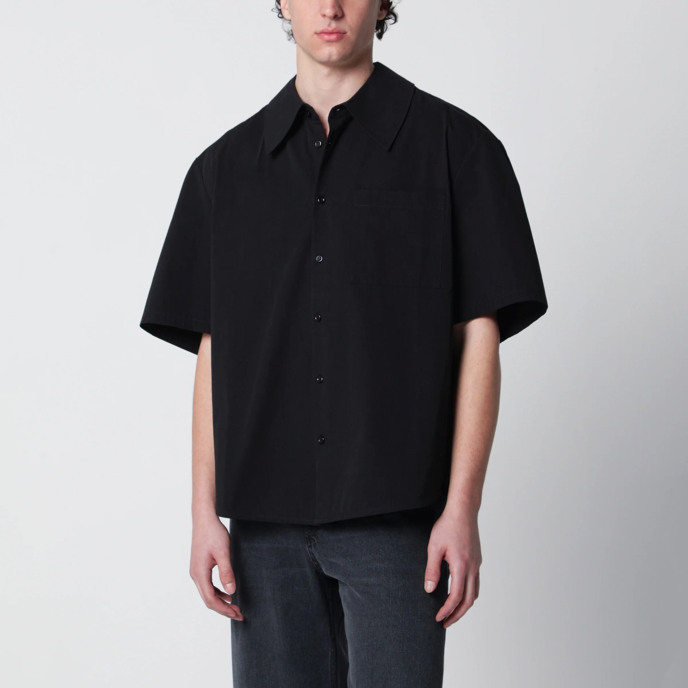 Séfr Waylon black cotton poplin shirt
