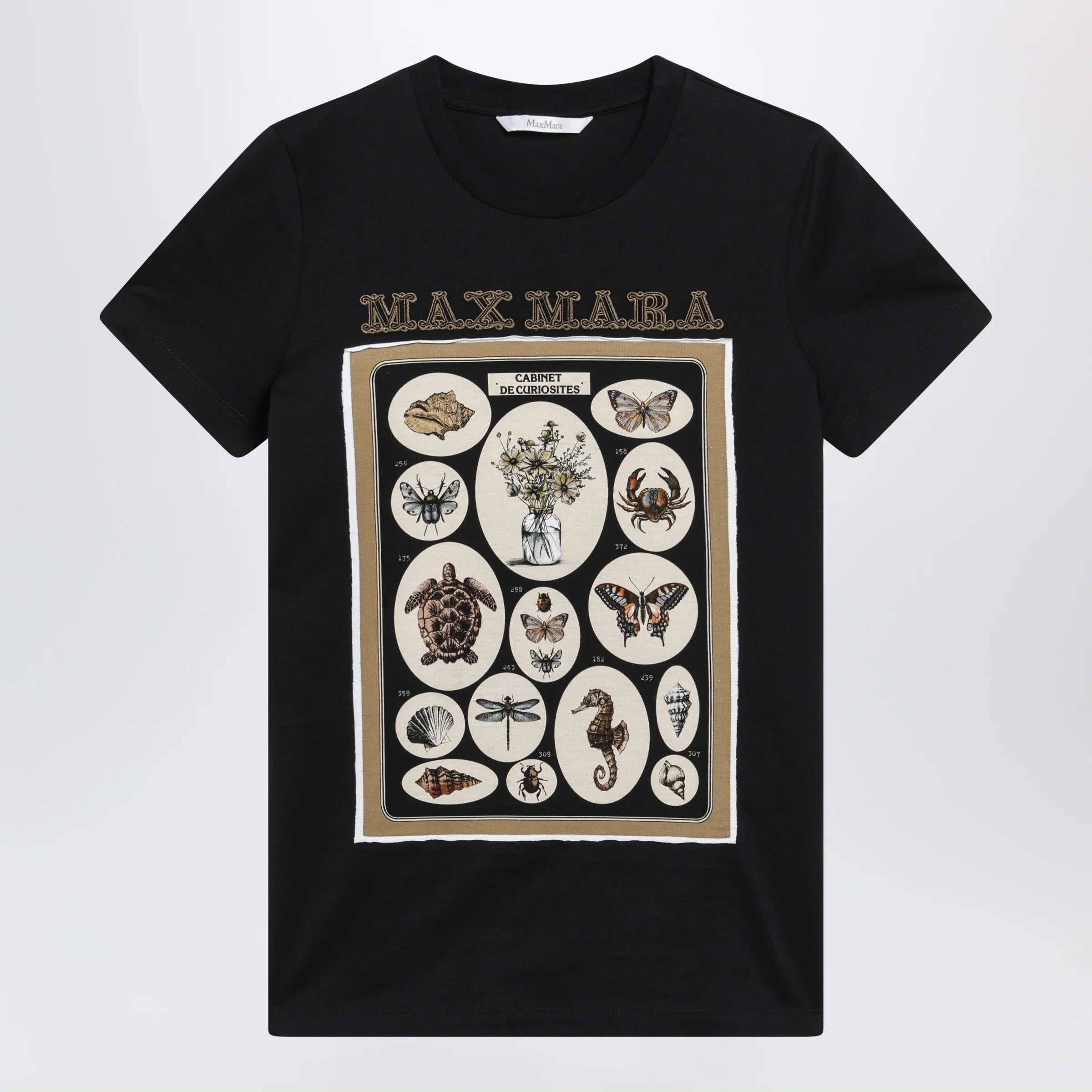 Max Mara Black cotton jersey T-shirt with front print