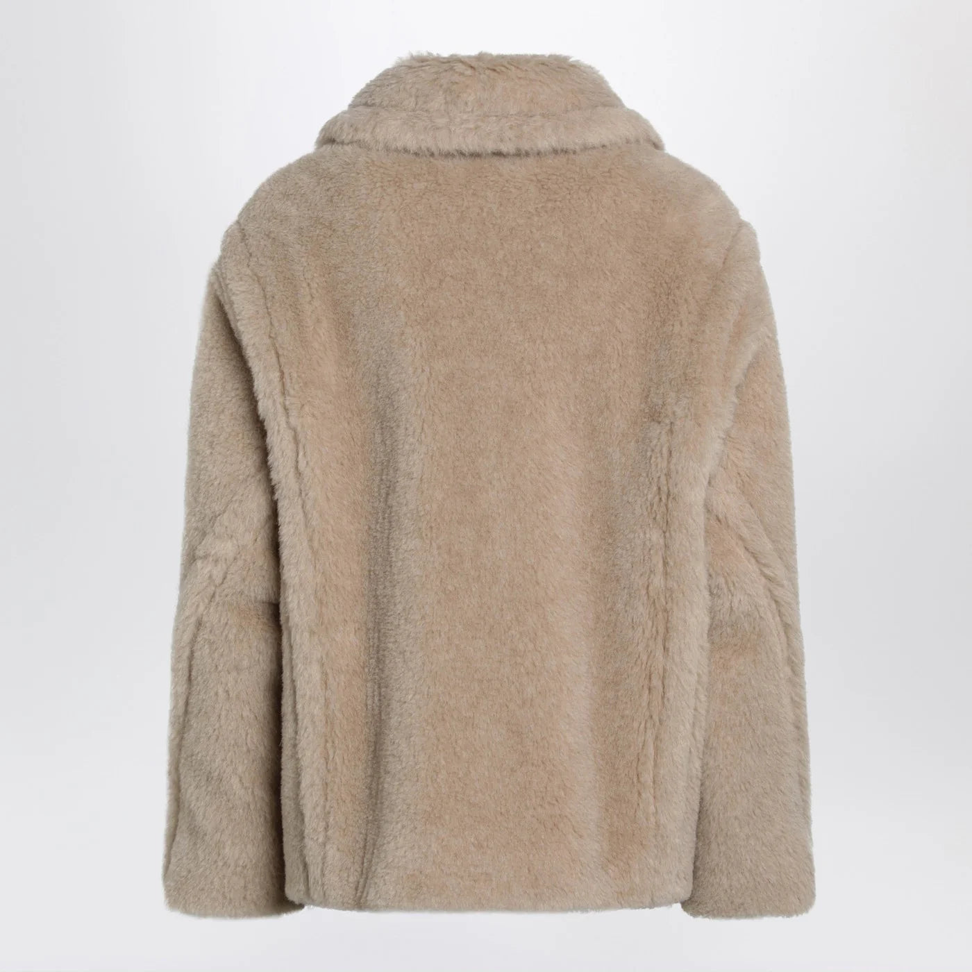 Max Mara Light beige alpaca and wool teddy cropped coat