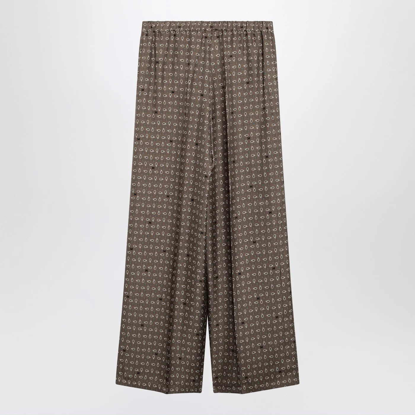 Max Mara Mud-coloured printed silk trousers
