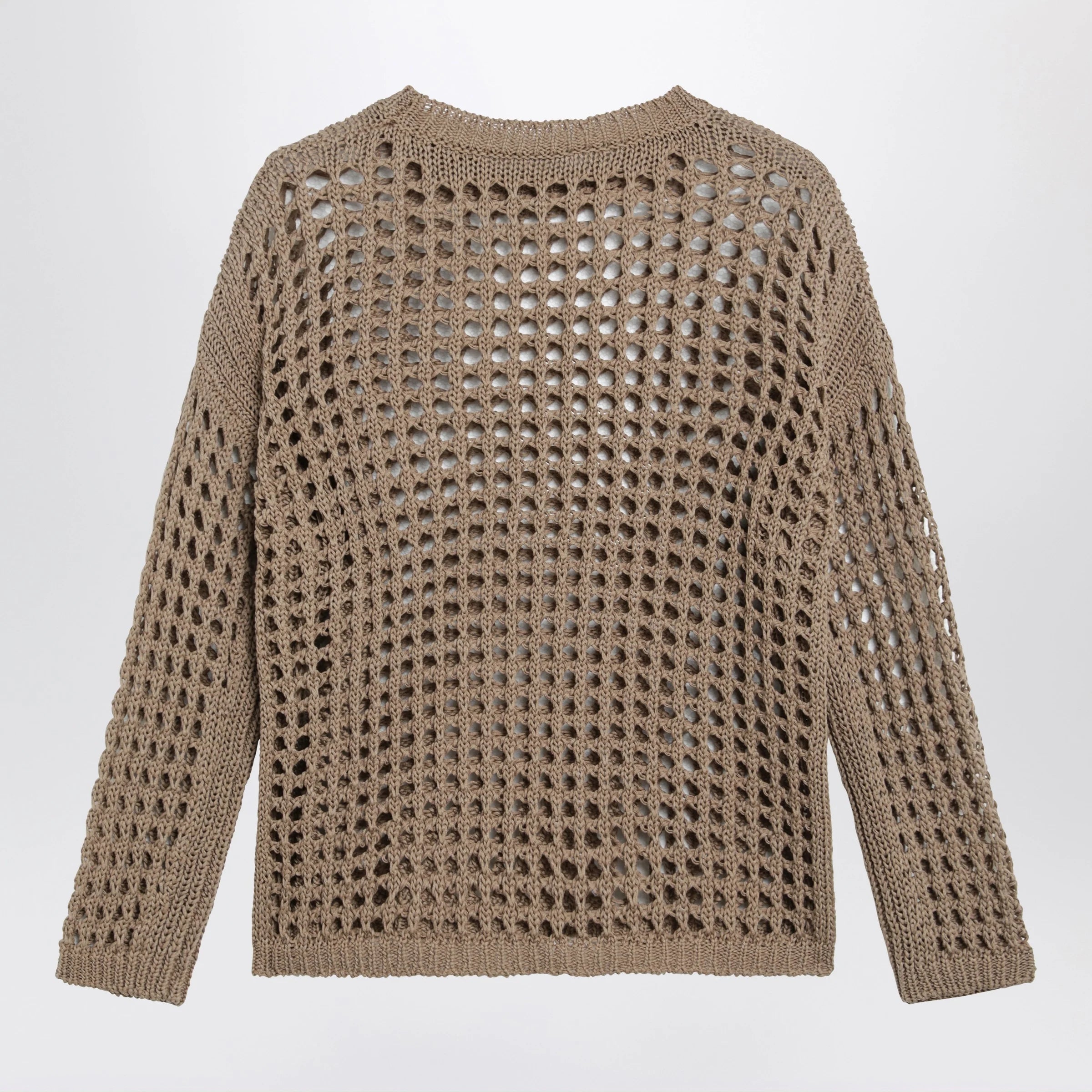Max Mara Cotton mesh long-sleeve sweater in Desert
