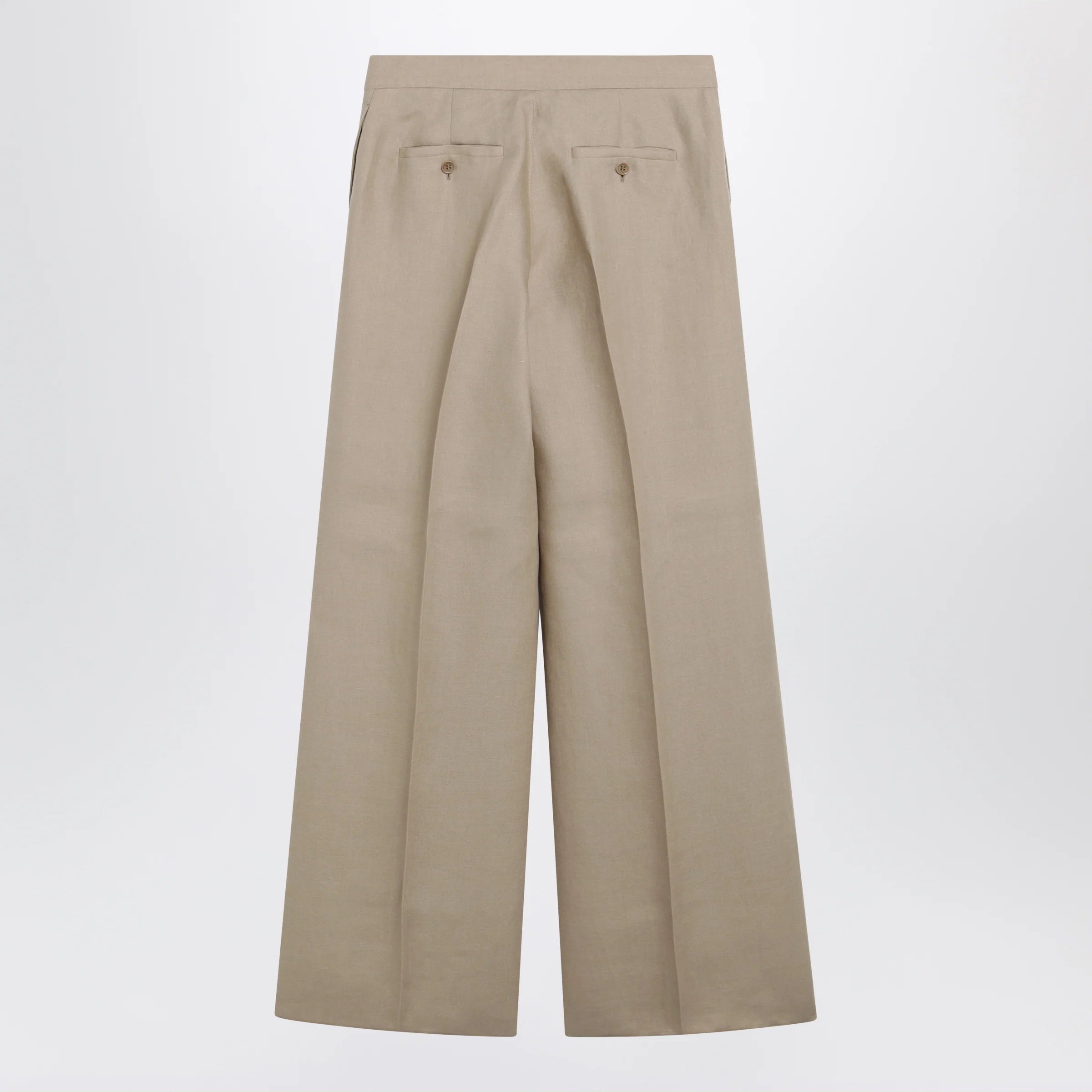 Max Mara Regular-fit linen natté trousers in sand
