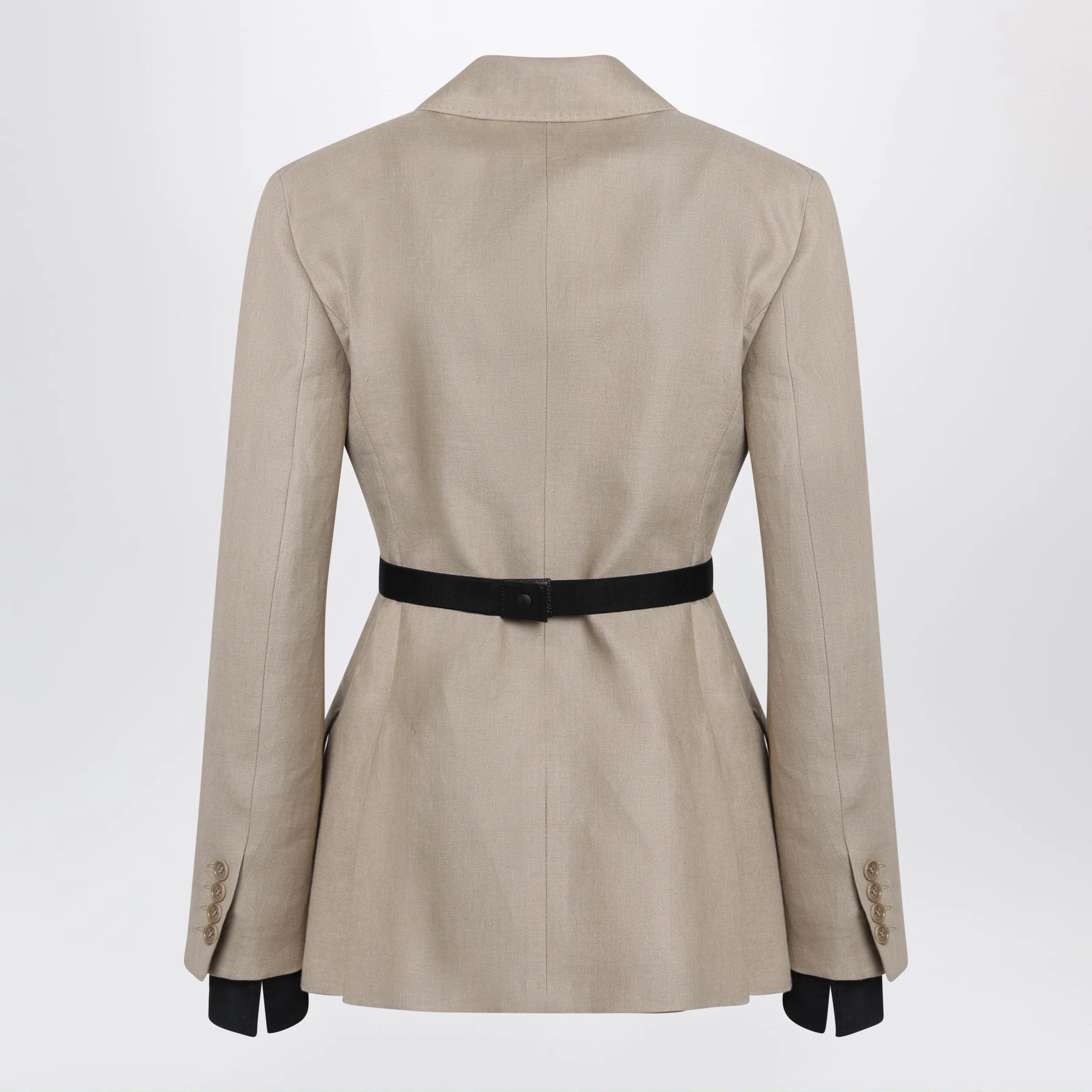 Max Mara Double-breasted pure linen blazer in camel