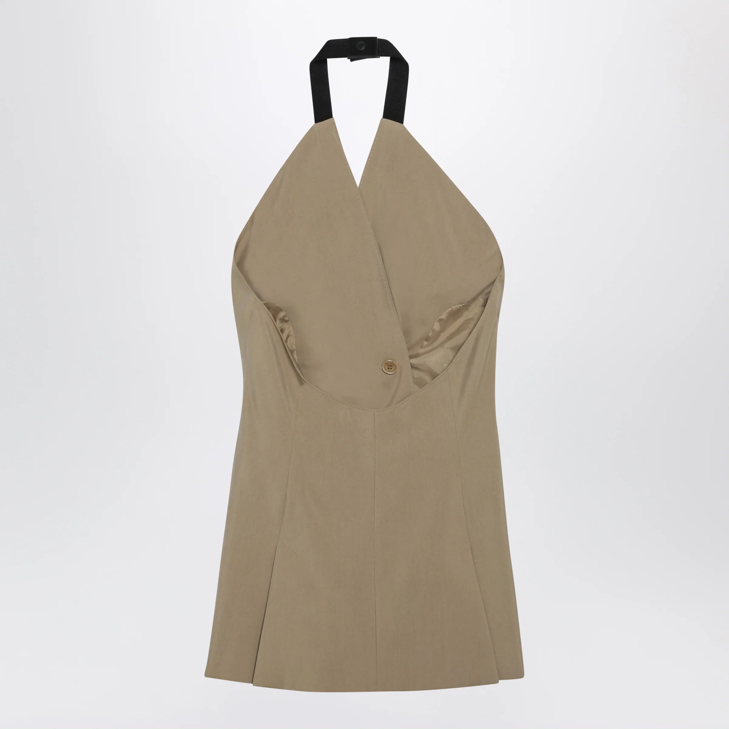 Max Mara Sleeveless jacket in sand-colored wool and silk poplin