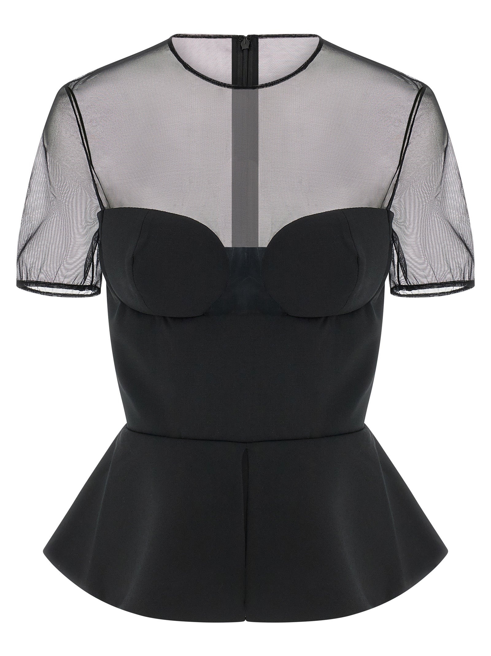 Nensi Dojaka Tailored Bustier With Sheer Neckline Top