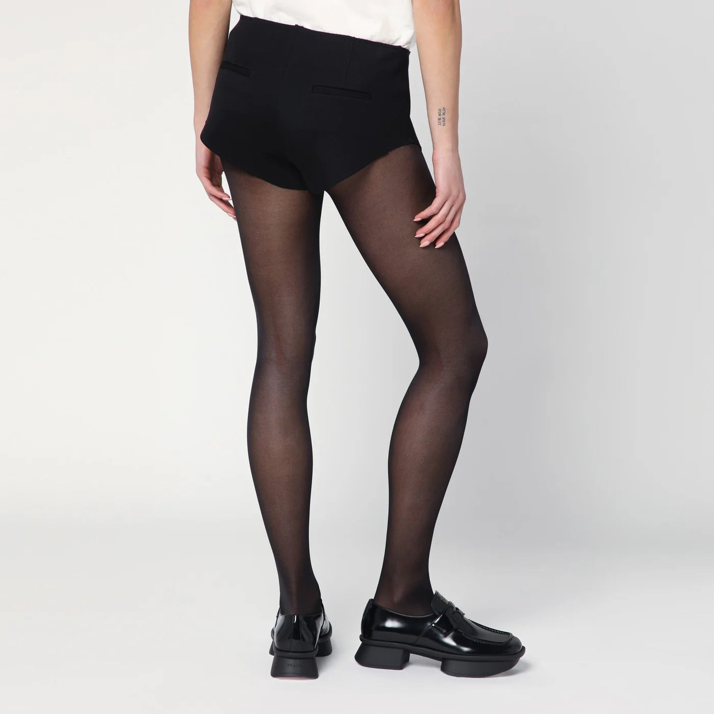 NAMACHEKO Black mini shorts in wool blend