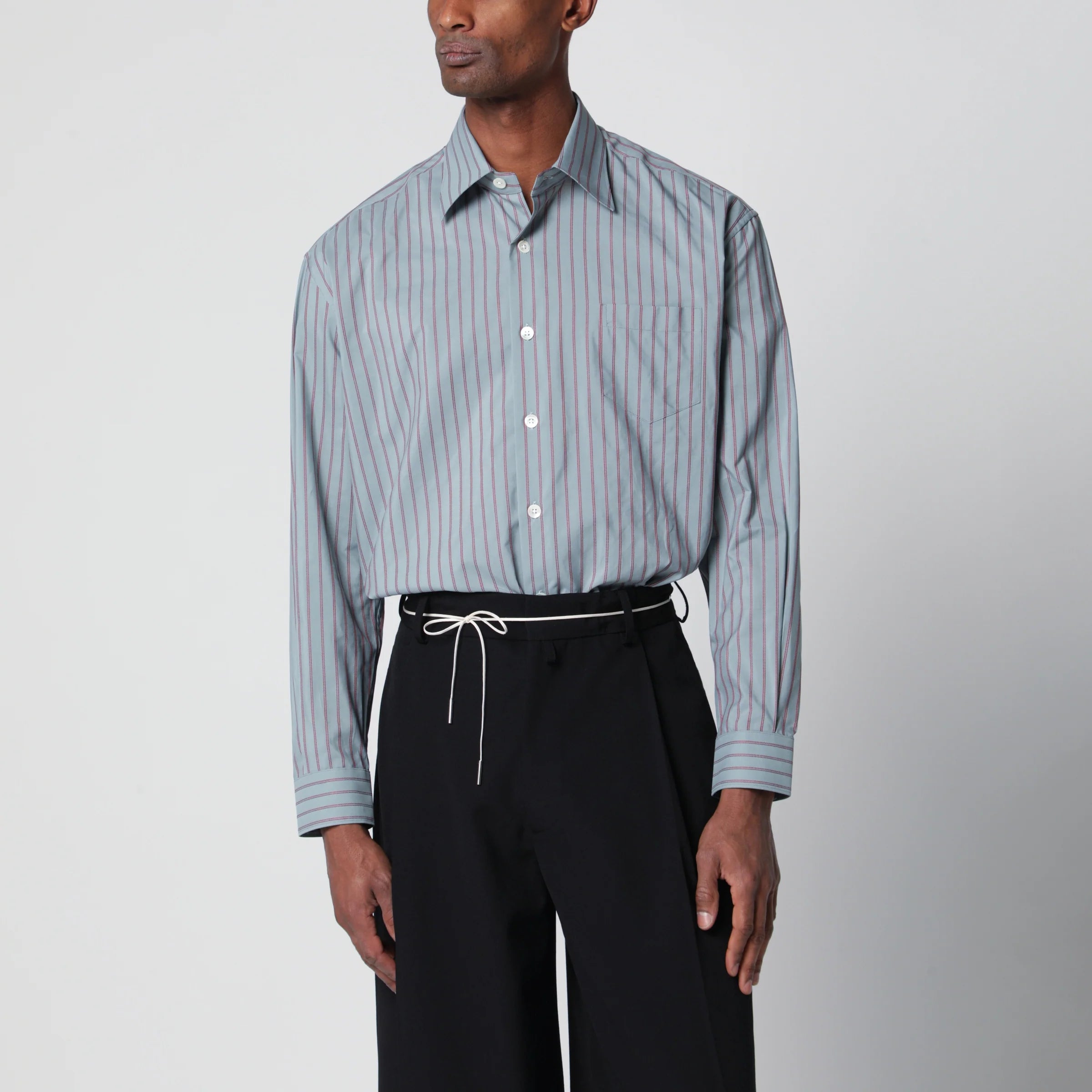 NAMACHEKO Aquamarine striped cotton shirt