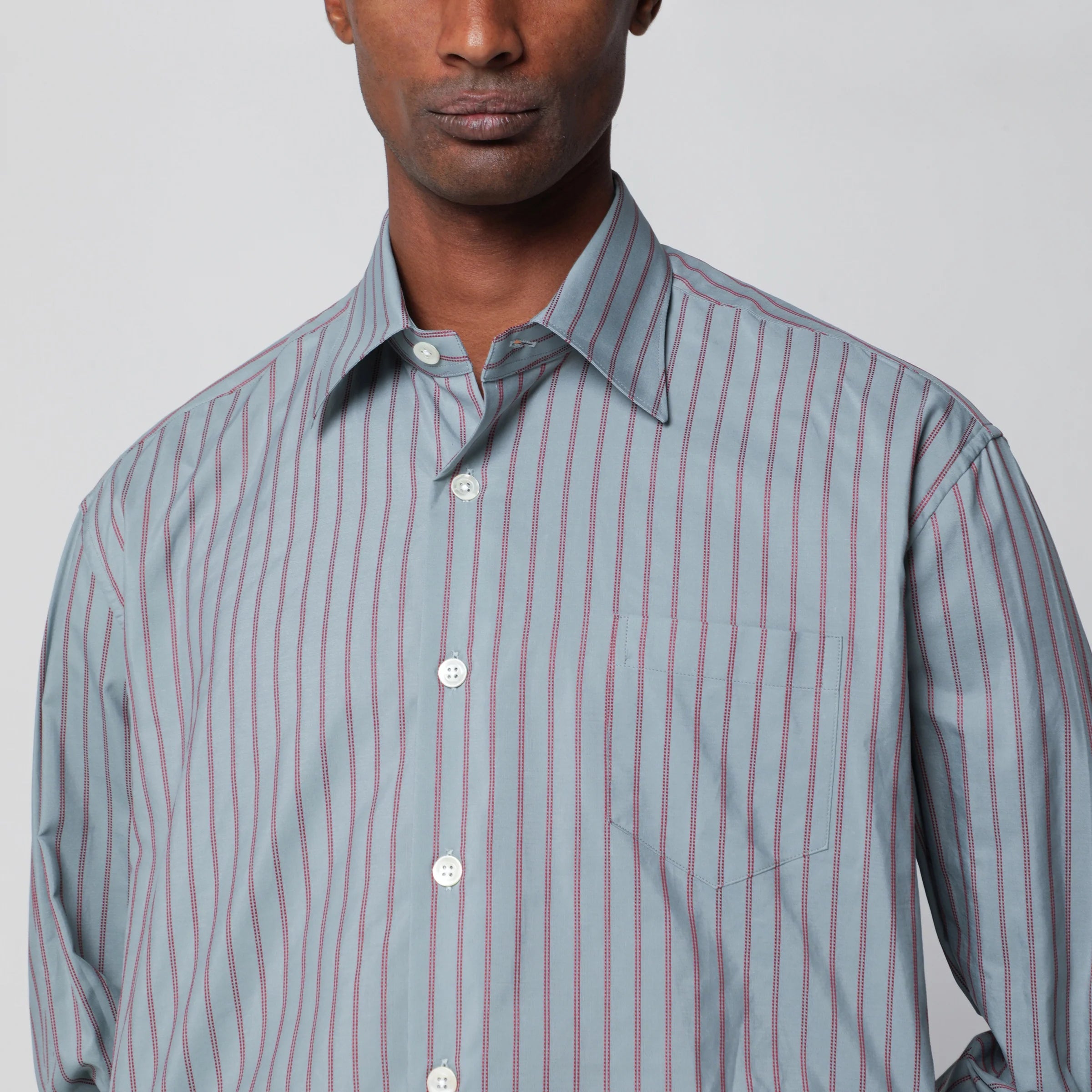 NAMACHEKO Aquamarine striped cotton shirt