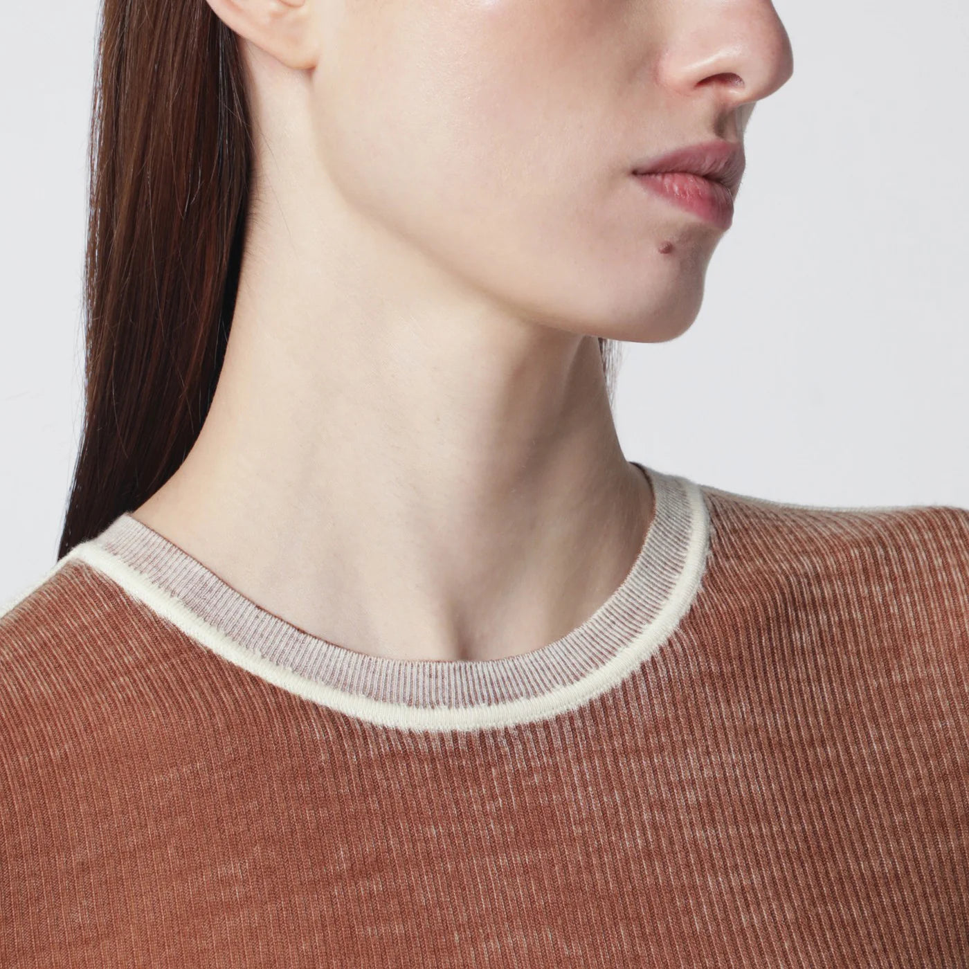 6397 Ribbed desert-colored vintage-effect knit