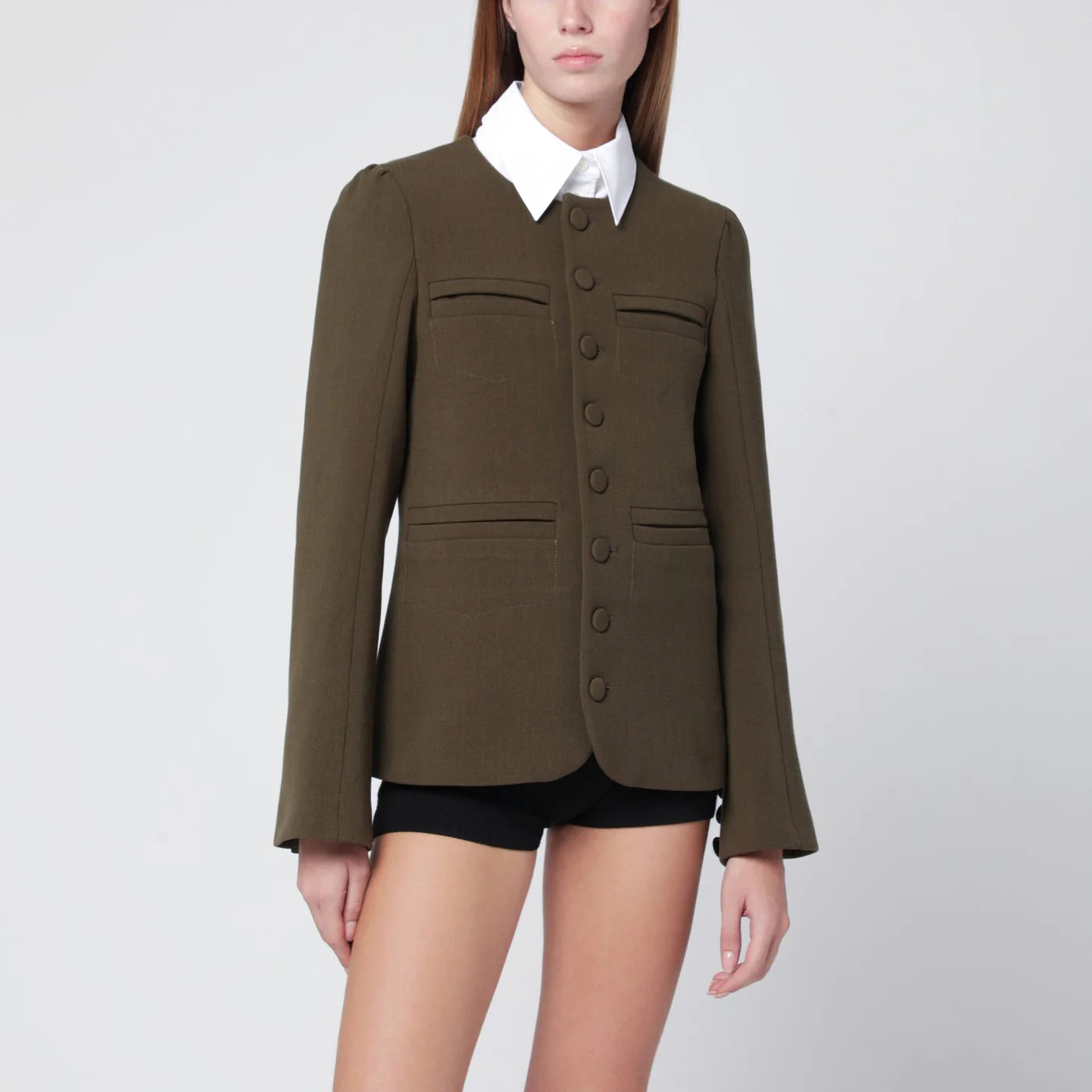 NAMACHEKO Moss green wool-blend jacket