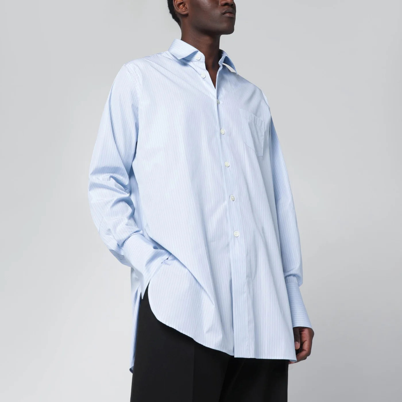NAMACHEKO Light blue striped cotton shirt