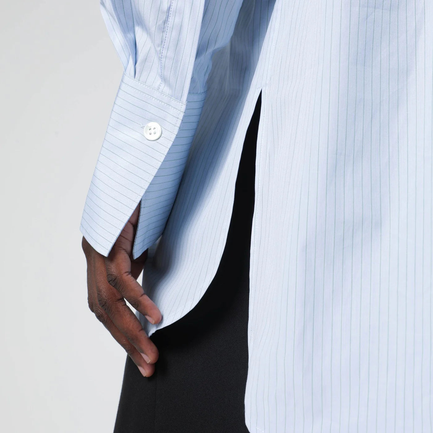 NAMACHEKO Light blue striped cotton shirt