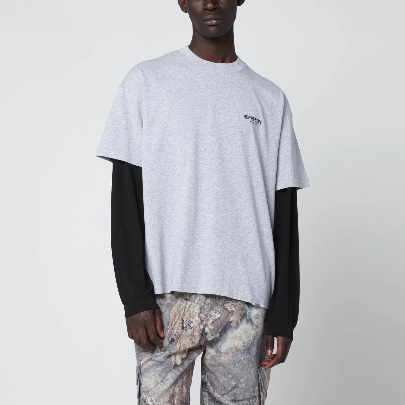 Represent Grey cotton T-shirt with logo