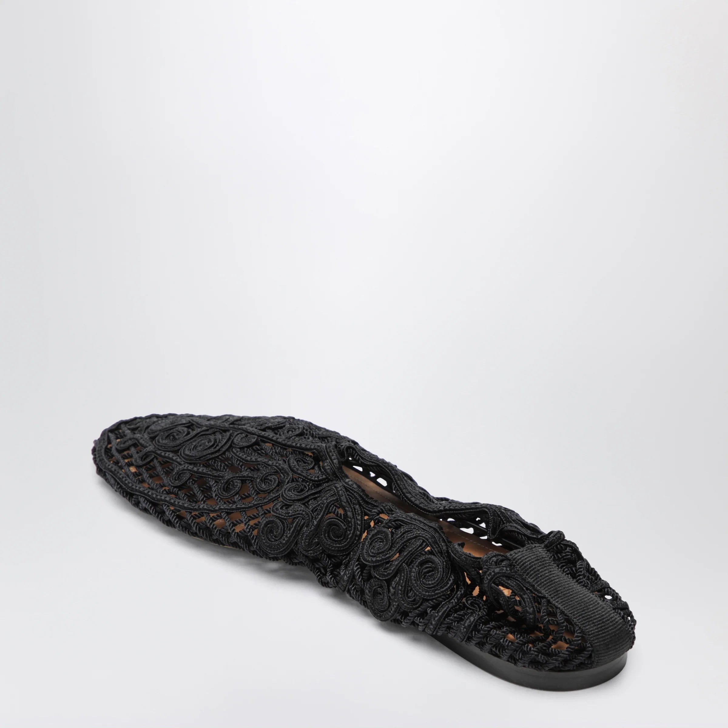 Odissi Black Iris crochet ballerina flats