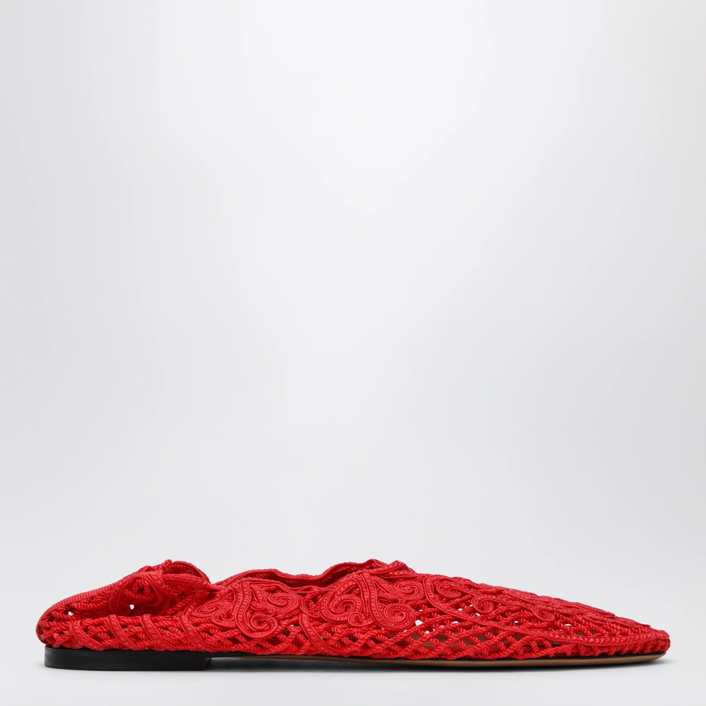 Odissi Red Iris crochet ballerina flats